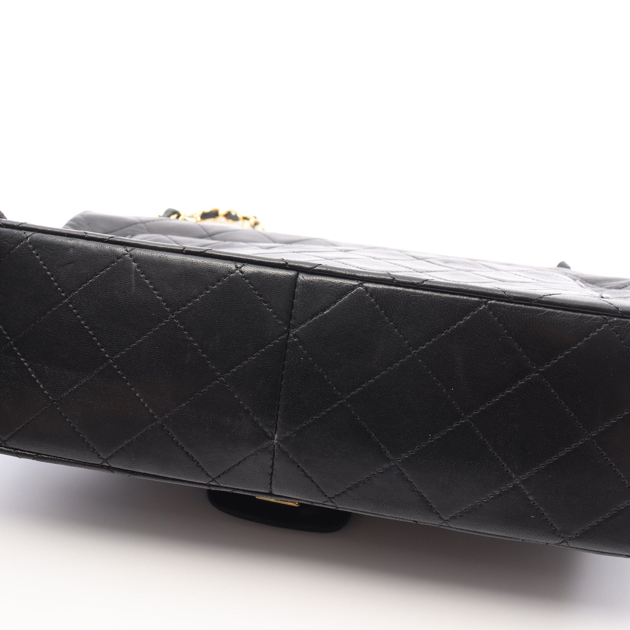 Chanel Chanel Matelasse Single Flap Chain Shoulder Bag Lambskin Black Gold Hardware Size ONE SIZE - 14 Thumbnail