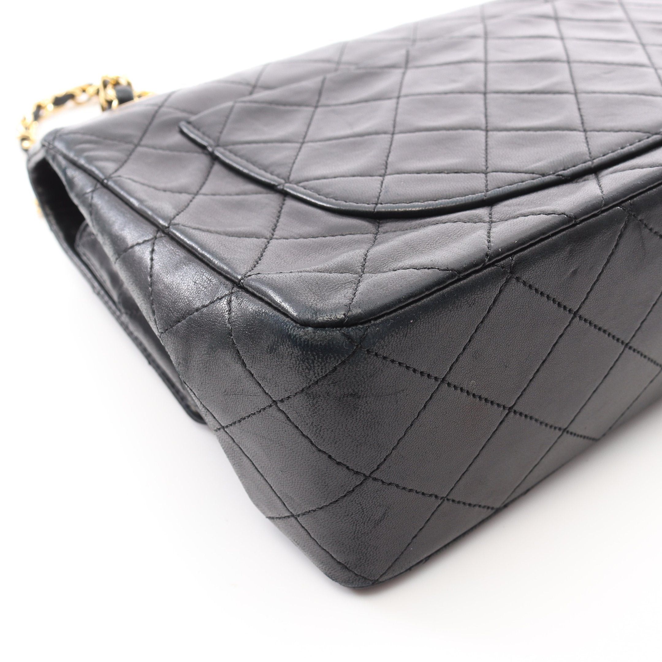 Chanel Chanel Matelasse Single Flap Chain Shoulder Bag Lambskin Black Gold Hardware Size ONE SIZE - 12 Thumbnail