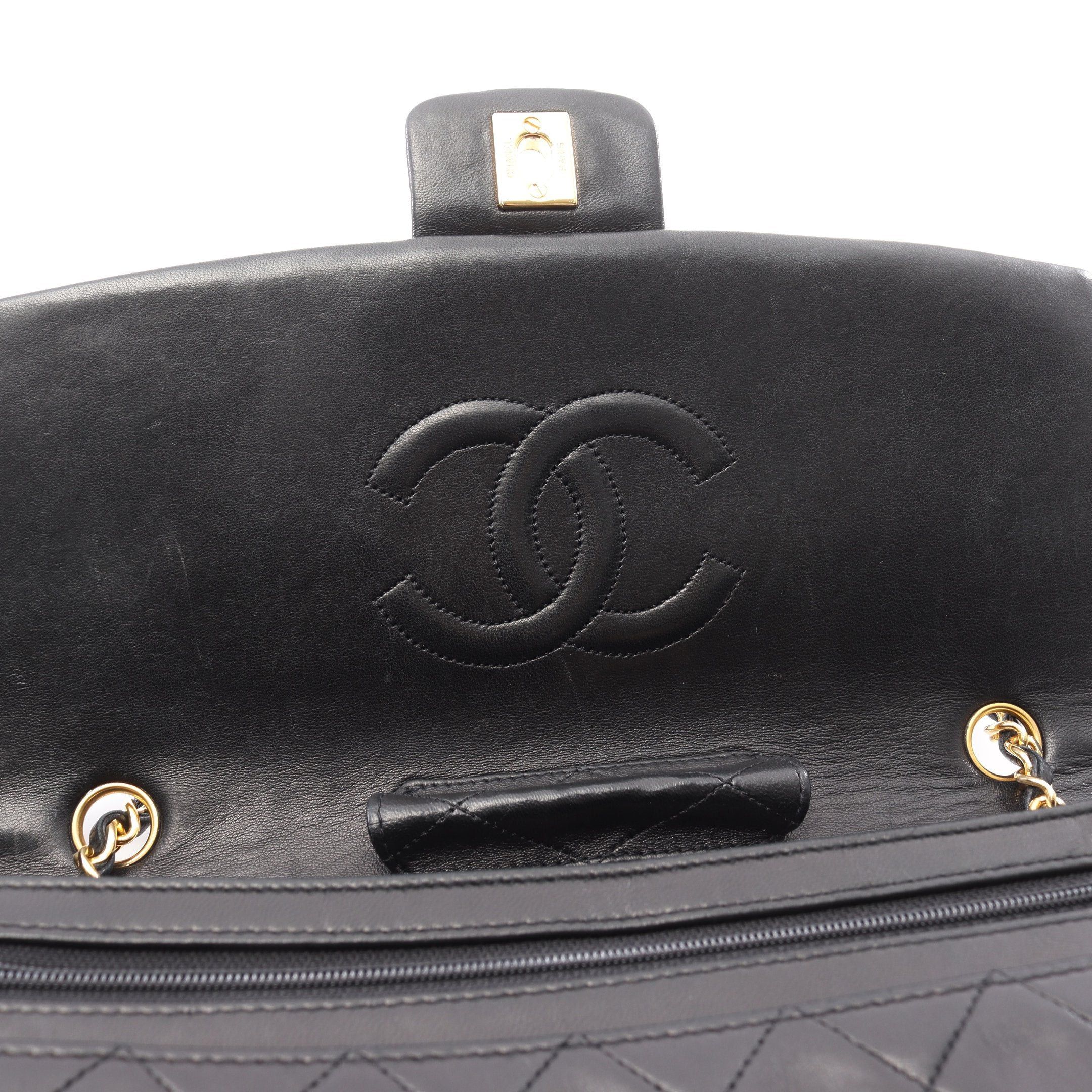 Chanel Chanel Matelasse Single Flap Chain Shoulder Bag Lambskin Black Gold Hardware Size ONE SIZE - 10 Thumbnail