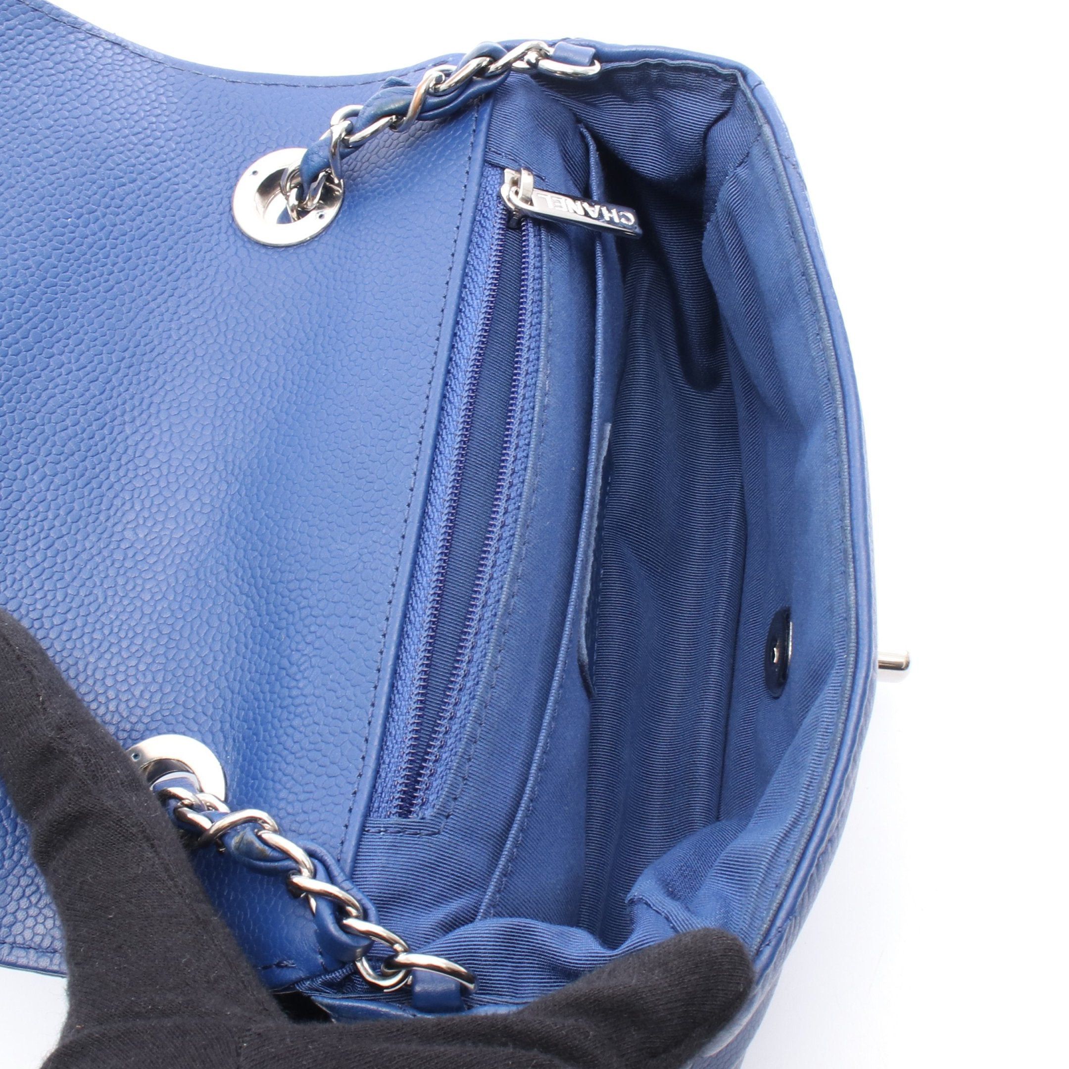 Chanel Chanel Chevron V-Stitch Chain Shoulder Bag Caviar Skin Blue Silver Hardware Size ONE SIZE - 3 Thumbnail