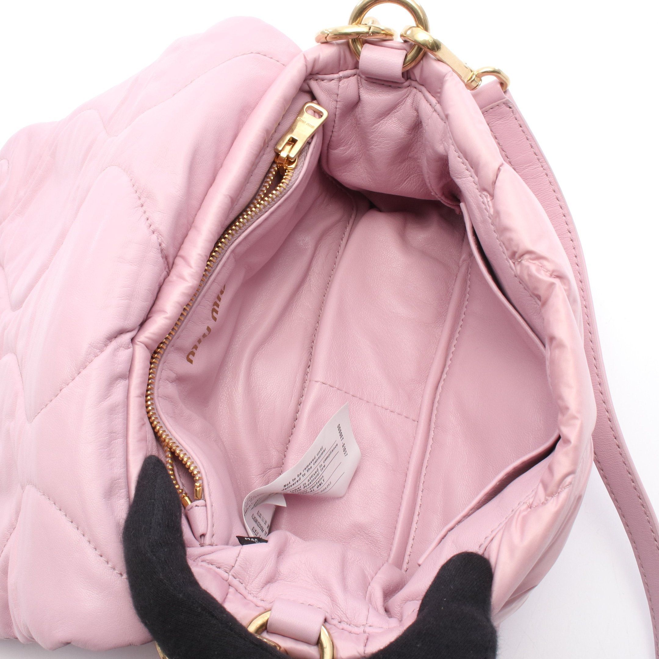 Miu Miu Miu Miu Padet Chain Shoulder Bag Nylon Leather Pink Size ONE SIZE - 3 Thumbnail