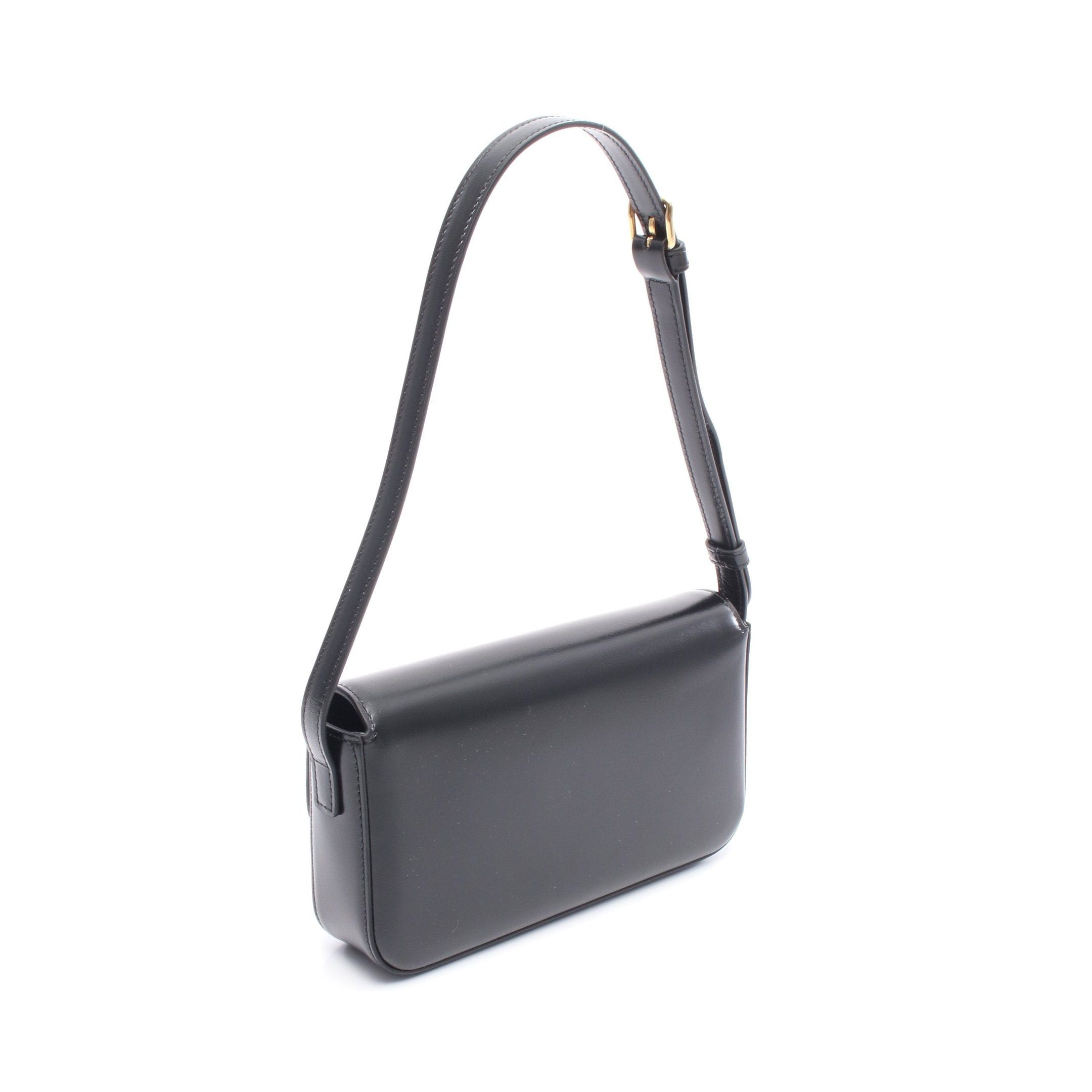 Celine Celine Claude Triomphe Shoulder Bag Leather Black Size ONE SIZE - 2 Thumbnail