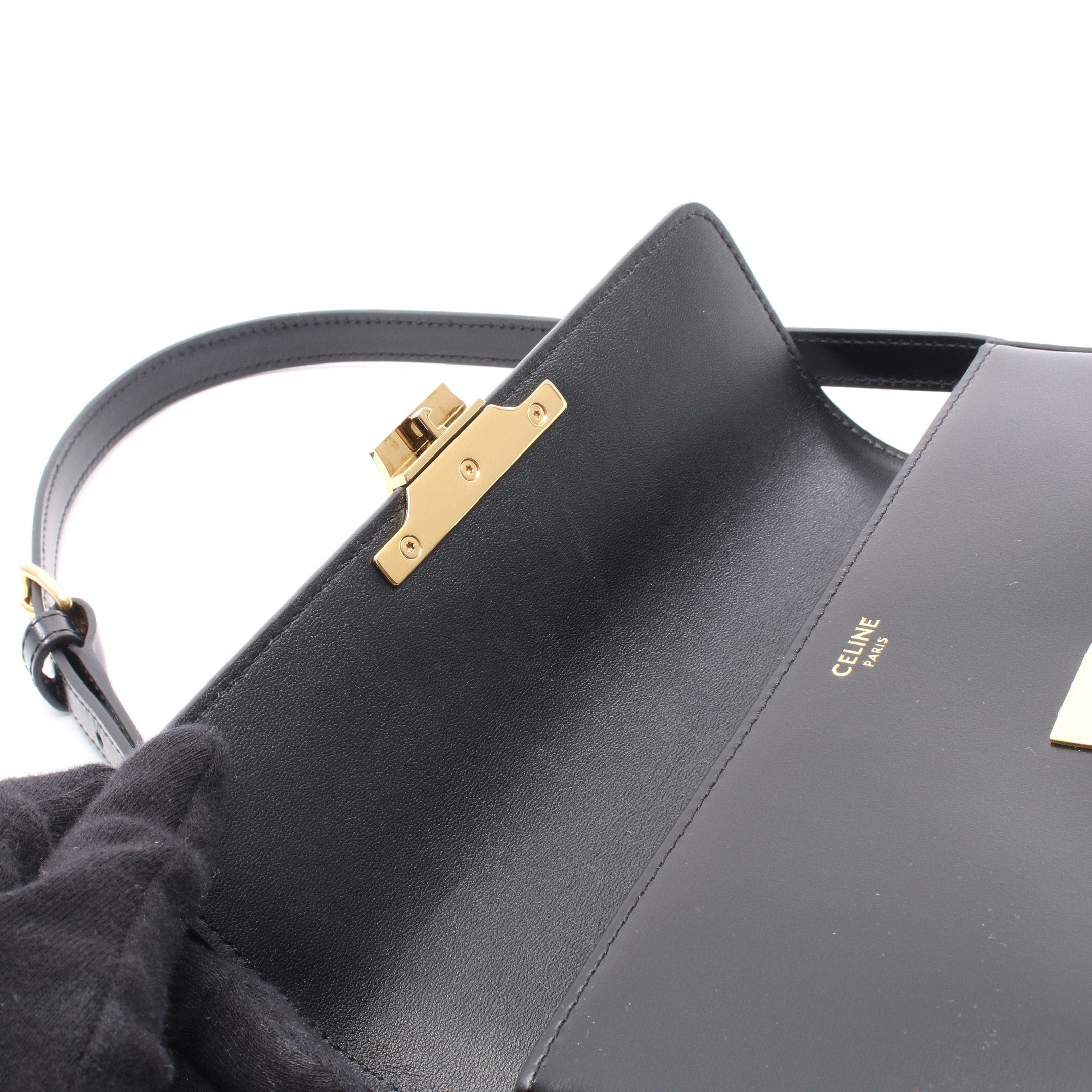 Celine Celine Claude Triomphe Shoulder Bag Leather Black Size ONE SIZE - 5 Thumbnail