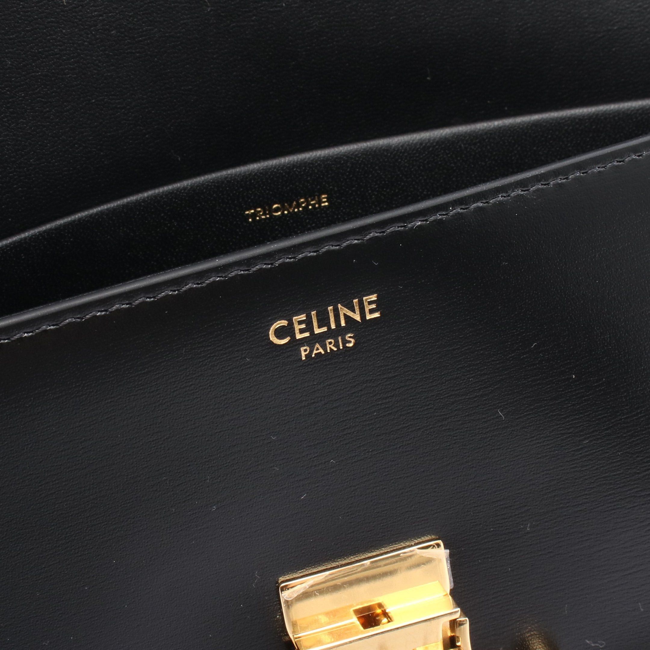 Celine Celine Claude Triomphe Shoulder Bag Leather Black Size ONE SIZE - 4 Thumbnail