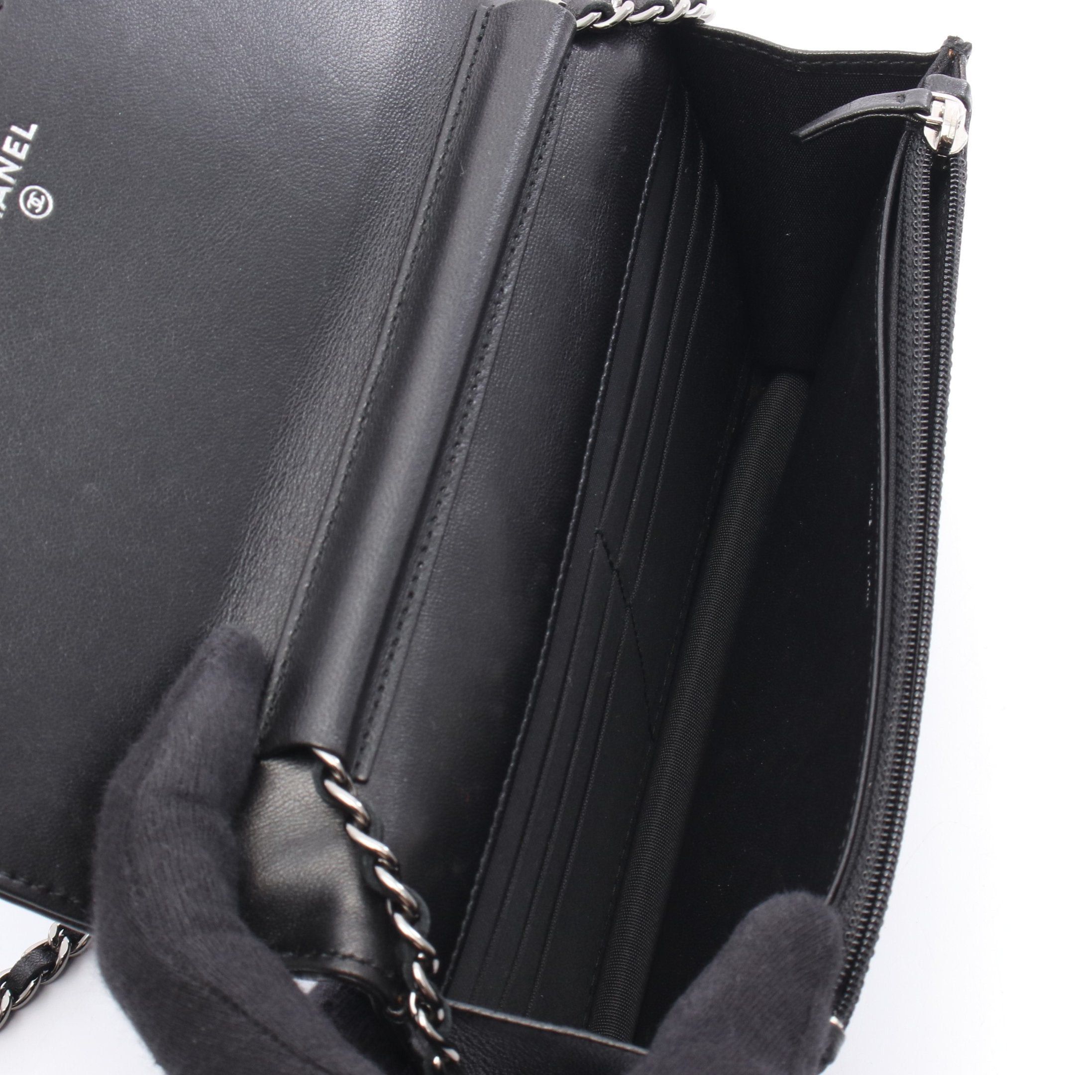 Chanel Chanel Coco Mark Chain Wallet Leather Black Silver Hardware Size ONE SIZE - 3 Thumbnail