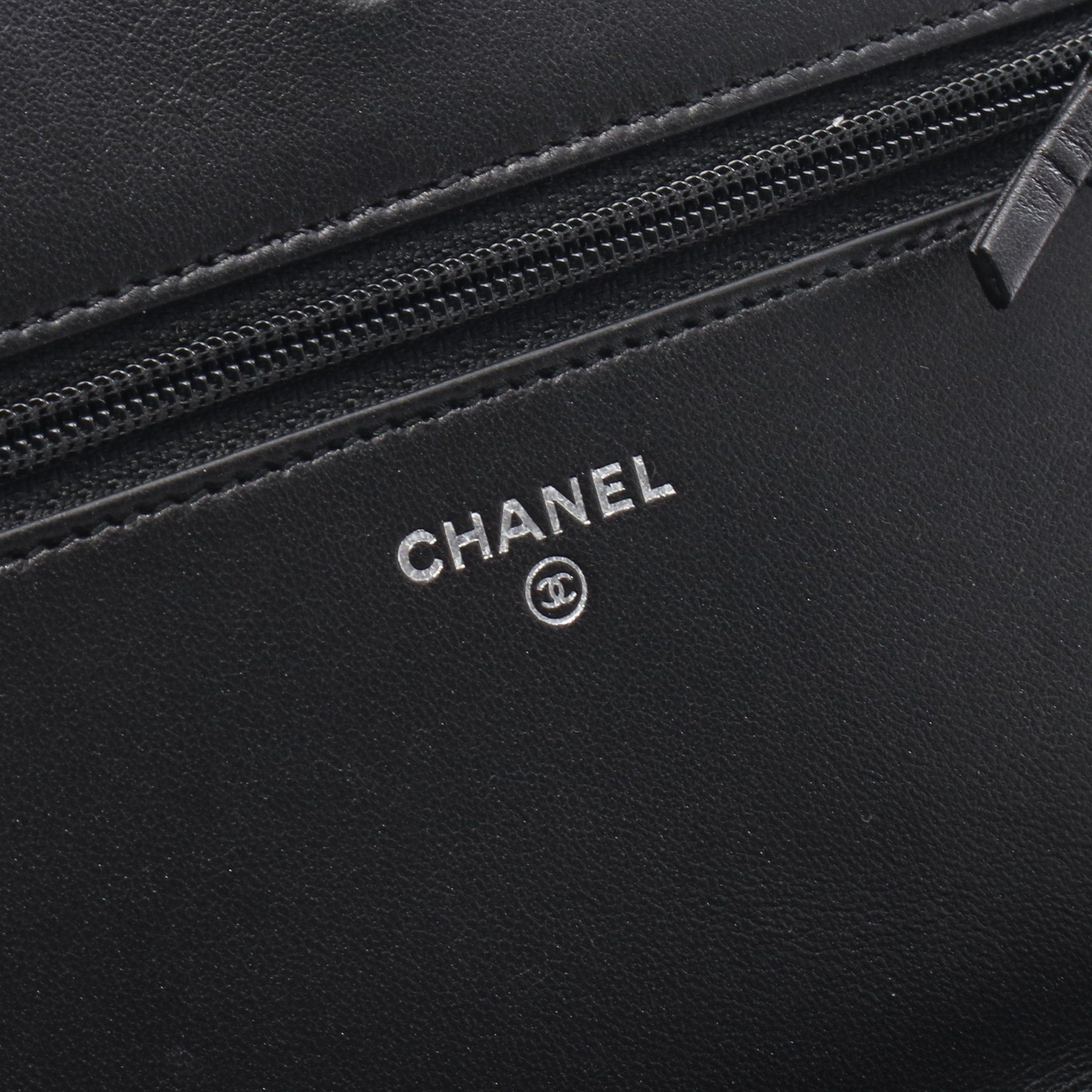 Chanel Chanel Coco Mark Chain Wallet Leather Black Silver Hardware Size ONE SIZE - 4 Thumbnail