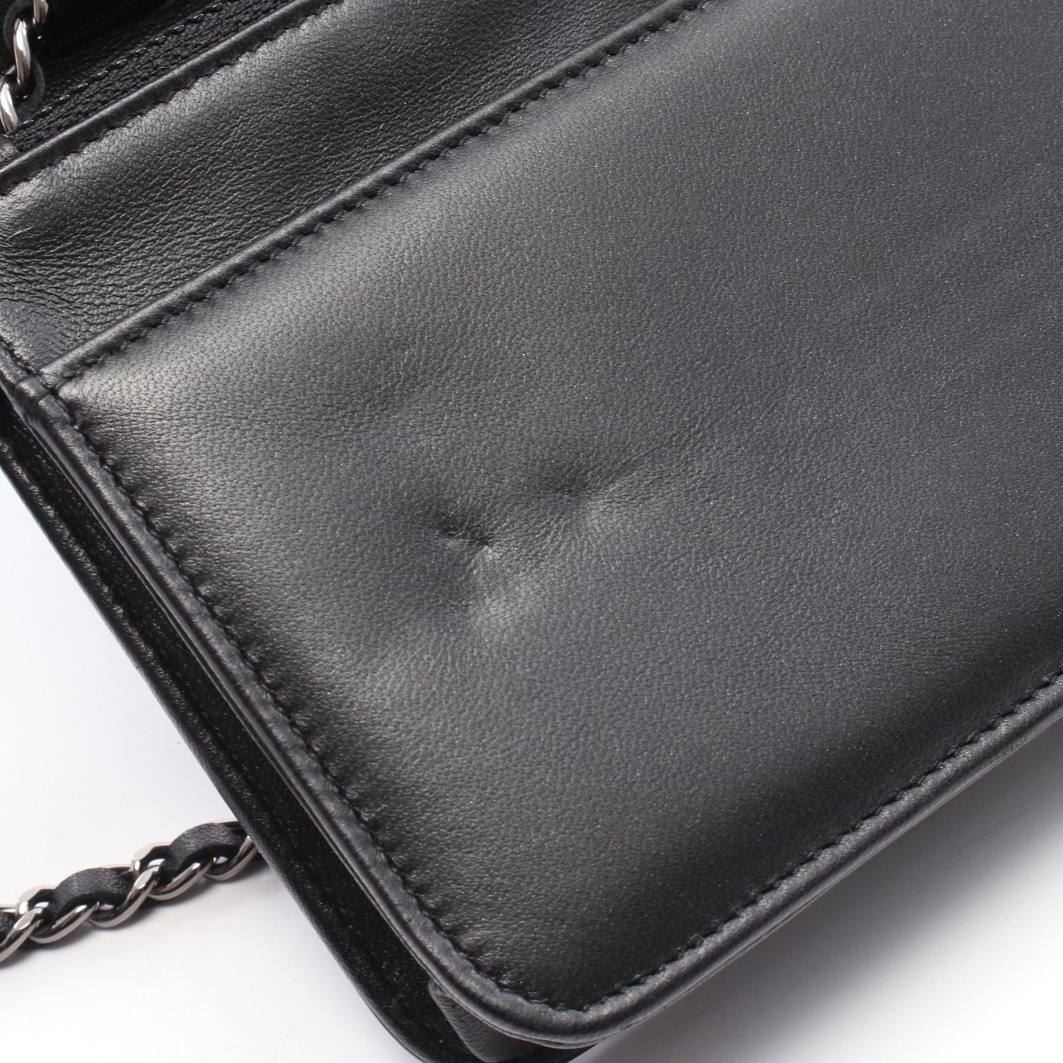 Chanel Chanel Coco Mark Chain Wallet Leather Black Silver Hardware Size ONE SIZE - 6 Thumbnail