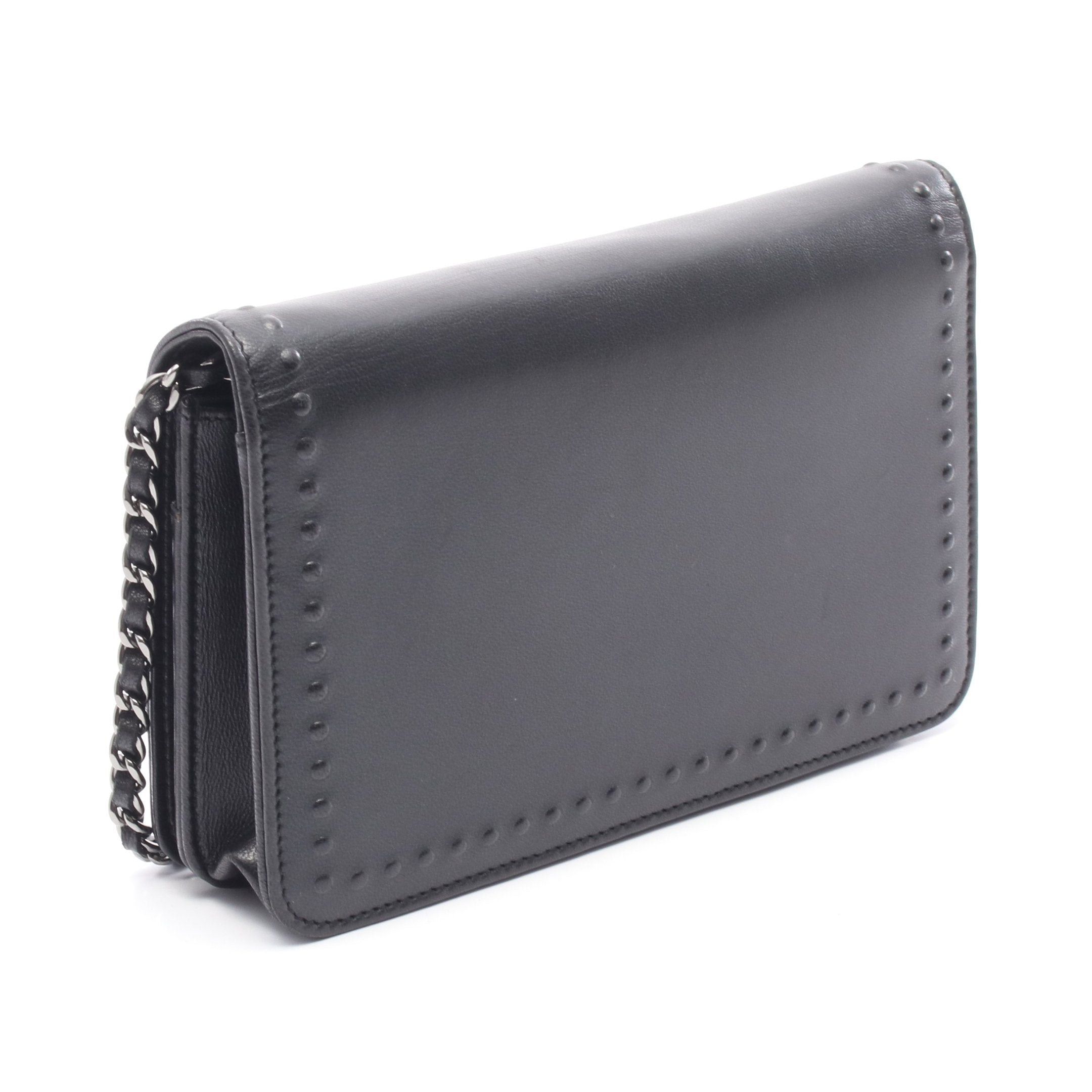 Chanel Chanel Coco Mark Chain Wallet Leather Black Silver Hardware Size ONE SIZE - 2 Thumbnail