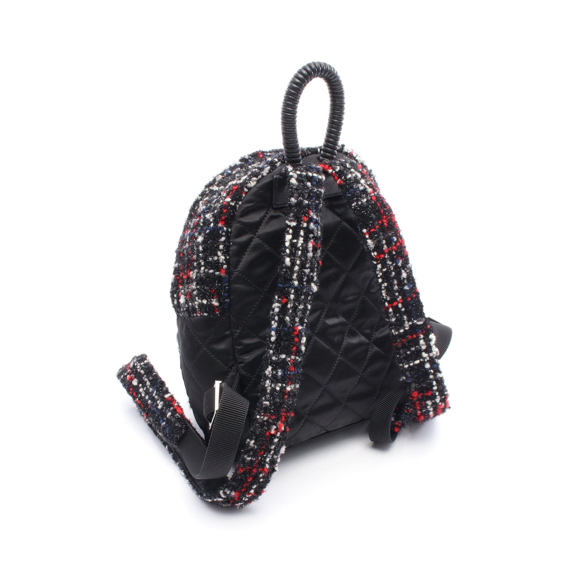 Chanel Chanel Matelasse Backpack Rucksack Nylon Tweed Leather Black Multicolor Silver Hardware Size ONE SIZE - 2 Thumbnail