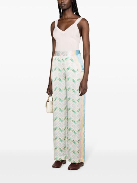 Casablanca CASABLANCA Women Straight Pants WPS24TR15201 PINGPONGPRINT White Size 26" / US 2 / IT 38 - 3 Thumbnail