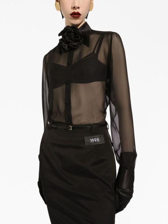 Dolce & Gabbana DOLCE & GABBANA Women Shirts F5R42T FU1ATN0000 Black Size M / US 6-8 / IT 42-44 - 3 Thumbnail