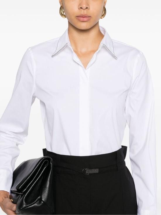 Brunello Cucinelli BRUNELLO CUCINELLI Women Shirts MP091MA606 C159 White Size M / US 6-8 / IT 42-44 - 3 Thumbnail