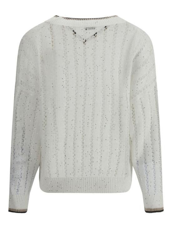 Brunello Cucinelli BRUNELLO CUCINELLI Women Sweater MCO559402 CFA26 White Size XL / US 12-14 / IT 48-50 - 2 Thumbnail