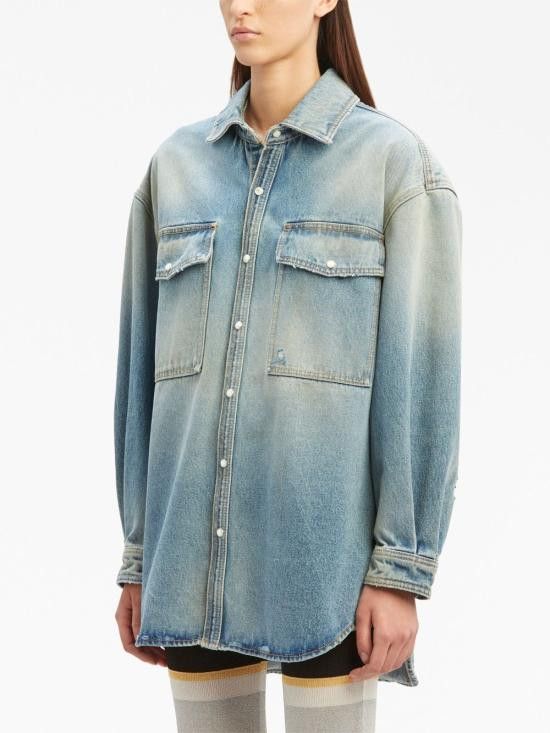 Palm Angels PALM ANGELS Women Jackets PWYD017E23DEN001 4040 Blue Size S / US 4 / IT 40 - 4 Thumbnail
