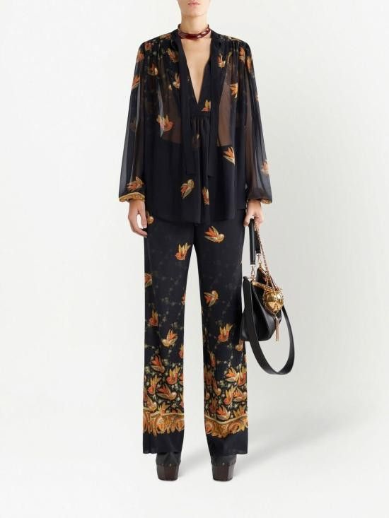 Etro ETRO Women Straight Pants 19207 43860001 Black Size 26" / US 2 / IT 38 - 4 Thumbnail