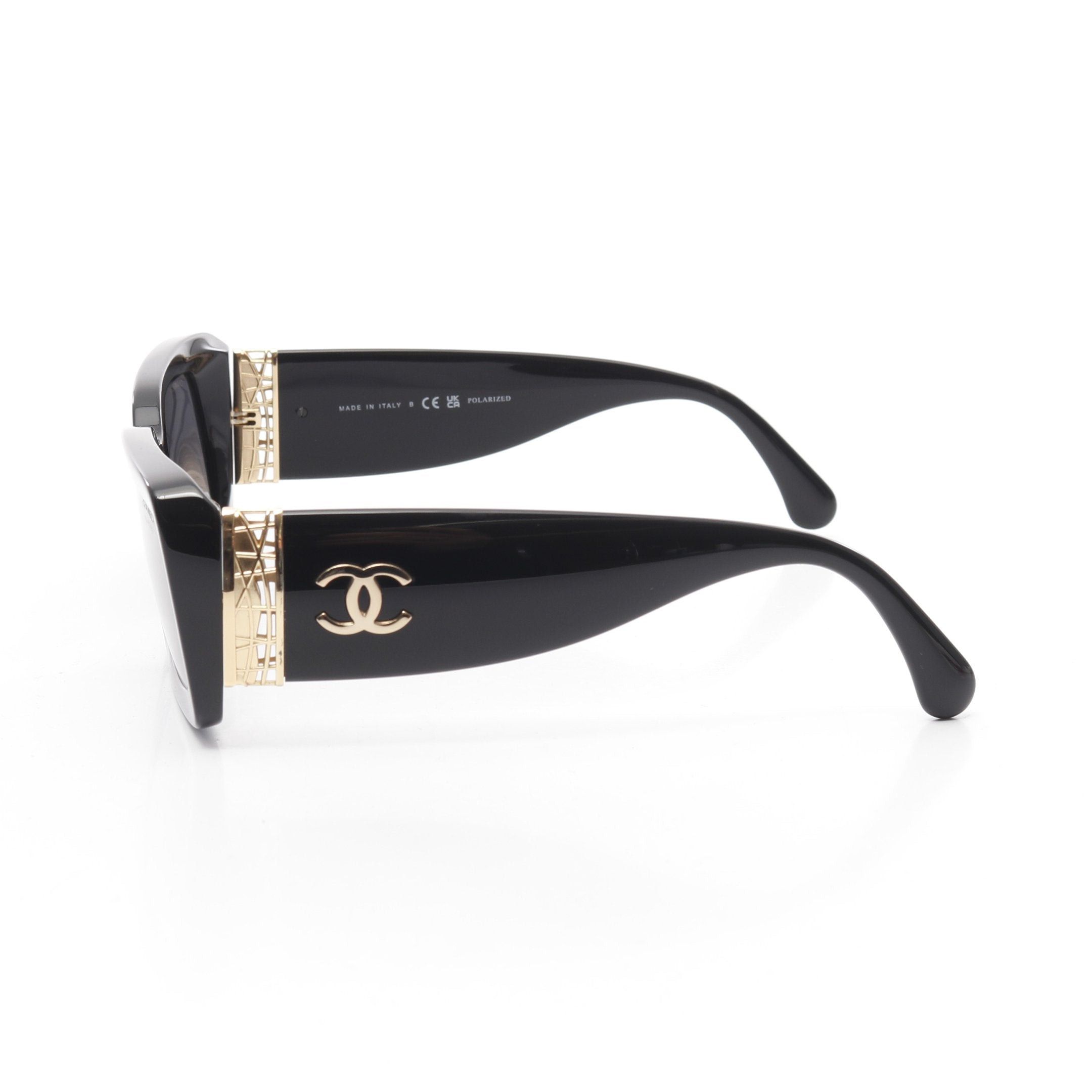 Chanel Chanel Rectangle Shape Eyewear Sunglasses Gp Black Gold Size ONE SIZE - 3 Thumbnail