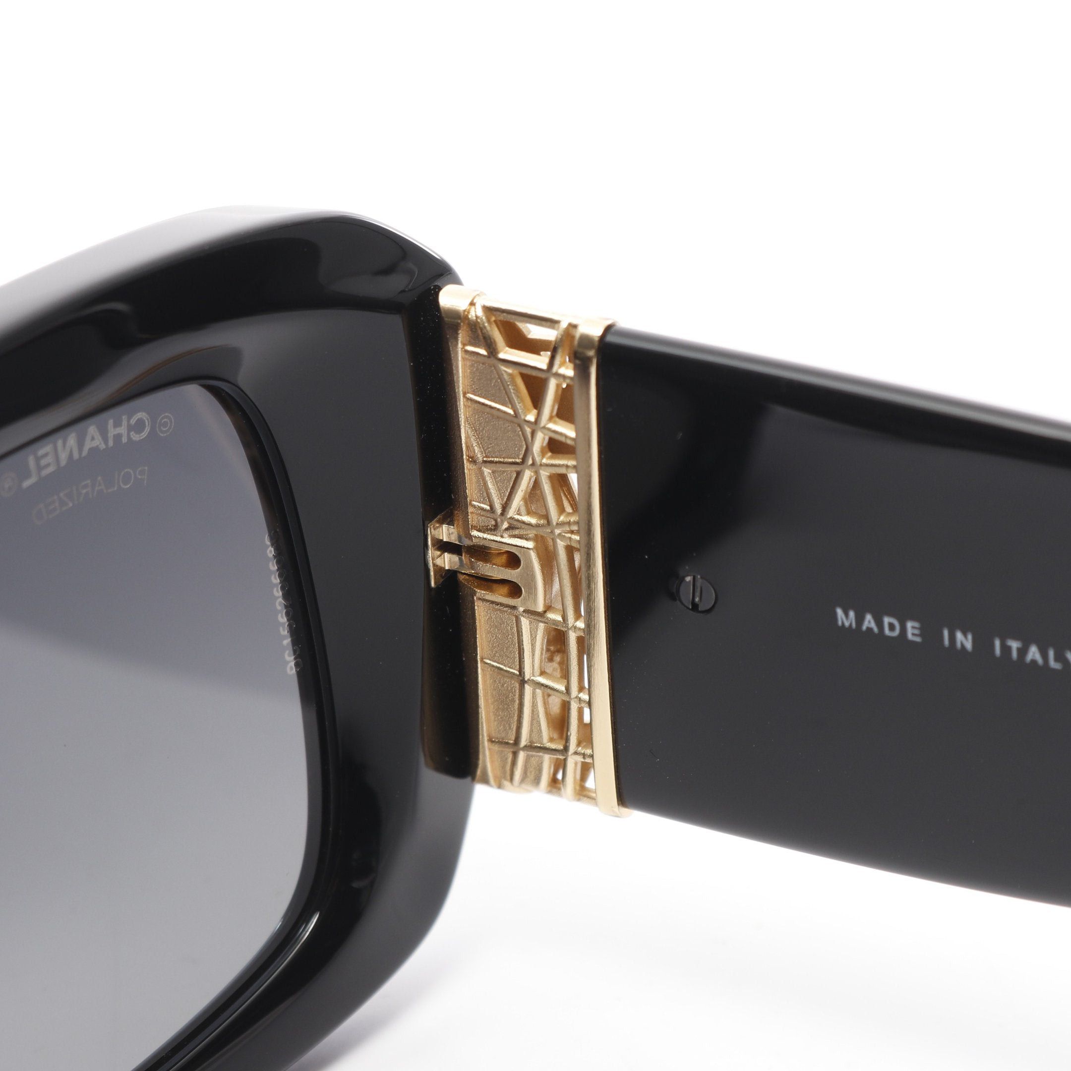 Chanel Chanel Rectangle Shape Eyewear Sunglasses Gp Black Gold Size ONE SIZE - 6 Thumbnail