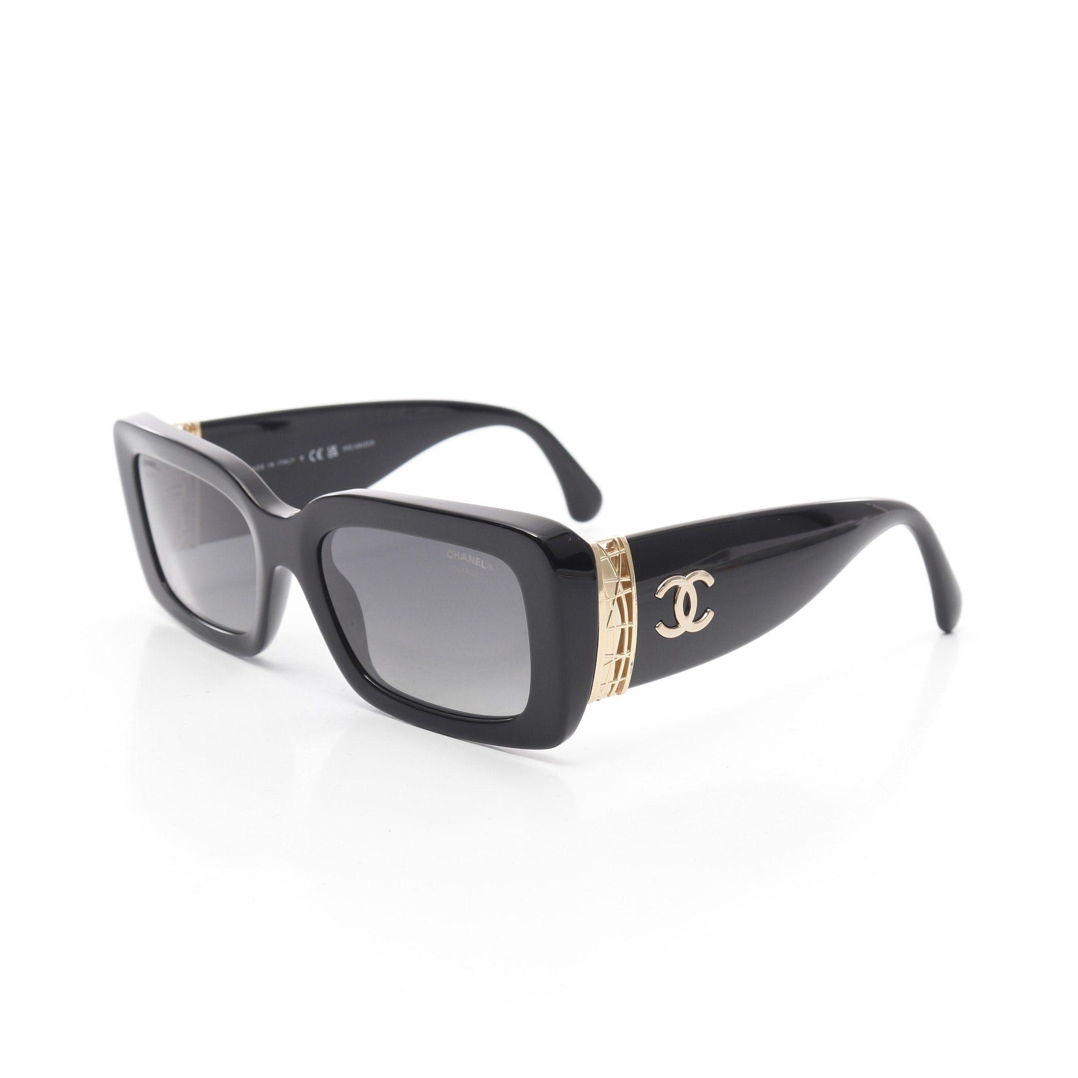 Chanel Chanel Rectangle Shape Eyewear Sunglasses Gp Black Gold Size ONE SIZE - 2 Thumbnail