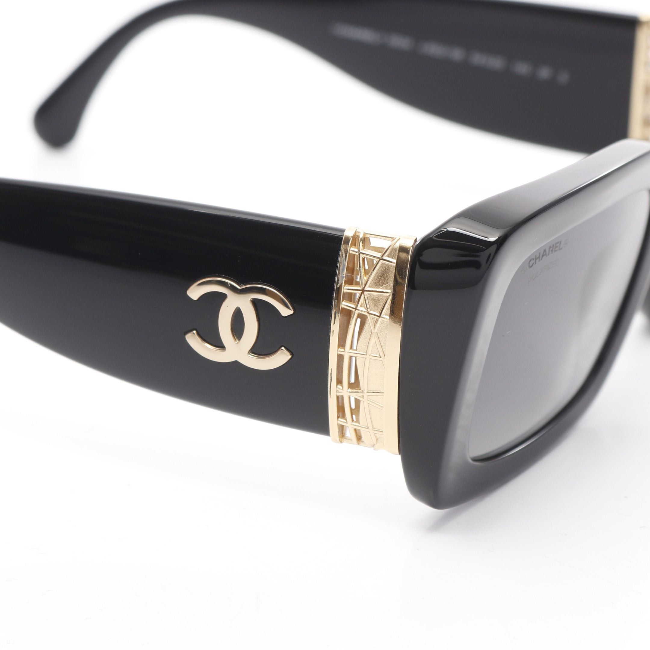 Chanel Chanel Rectangle Shape Eyewear Sunglasses Gp Black Gold Size ONE SIZE - 7 Thumbnail
