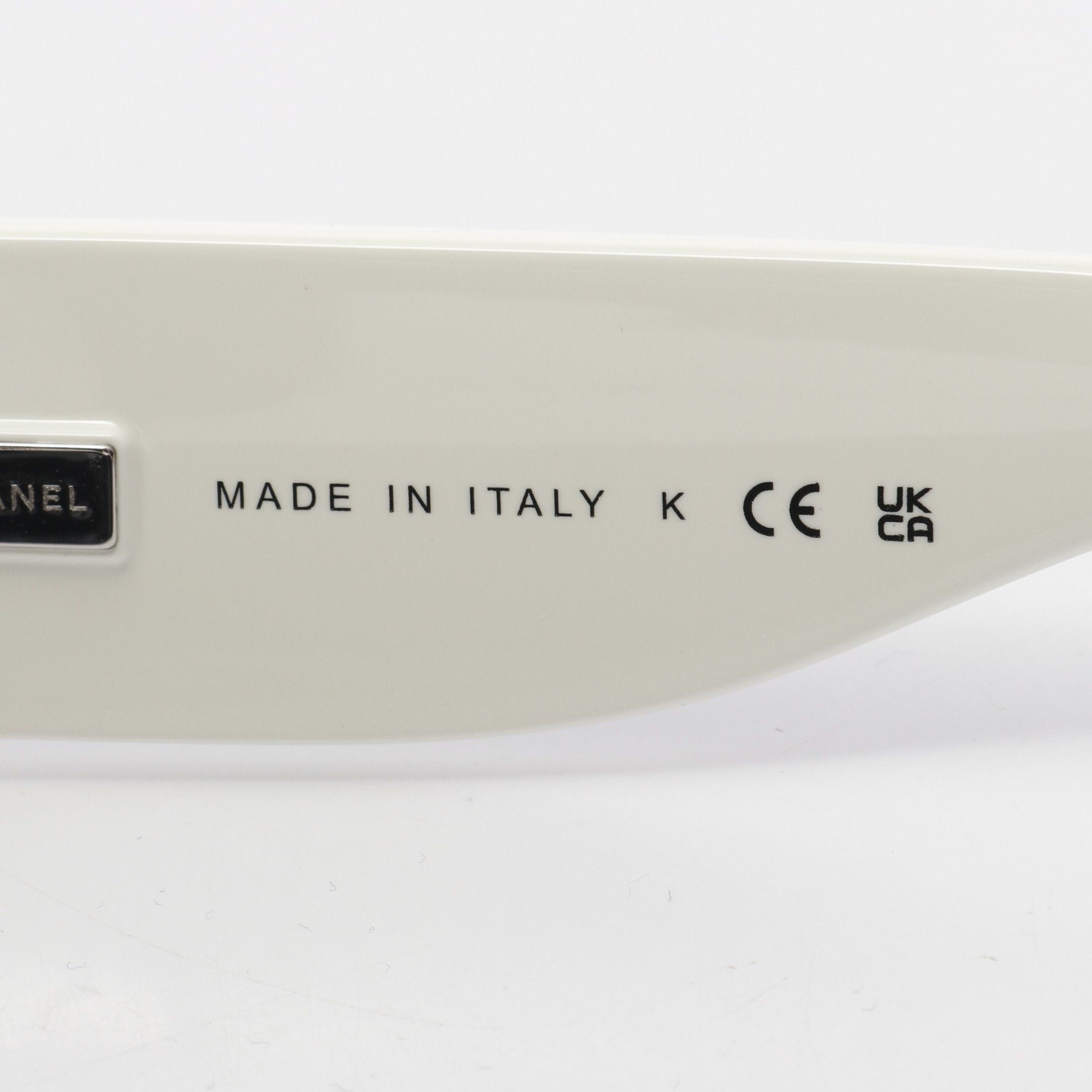 Chanel Chanel Shield Shape Eyewear Sunglasses Black White Gradient Lens Size ONE SIZE - 5 Thumbnail