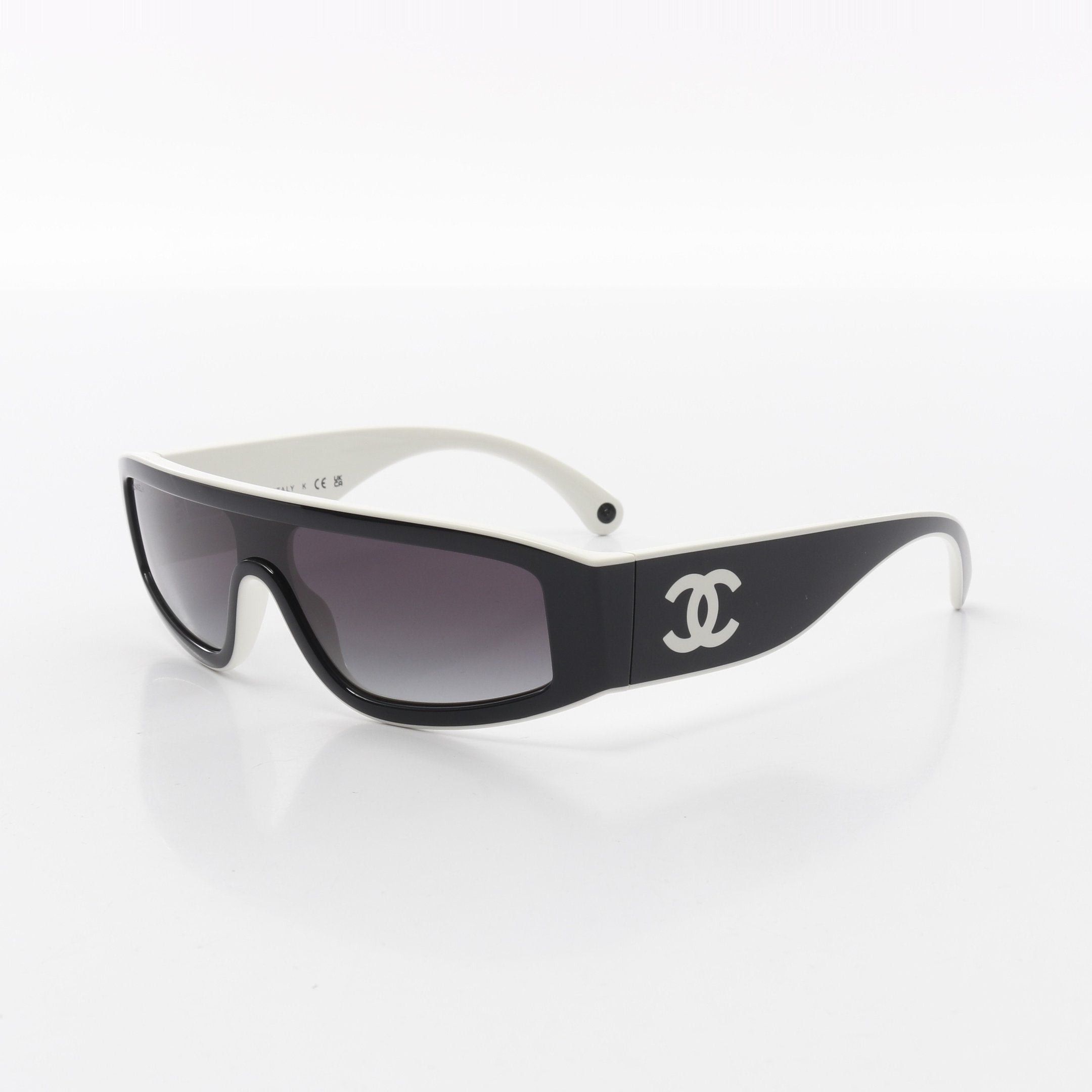 Chanel Chanel Shield Shape Eyewear Sunglasses Black White Gradient Lens Size ONE SIZE - 2 Thumbnail