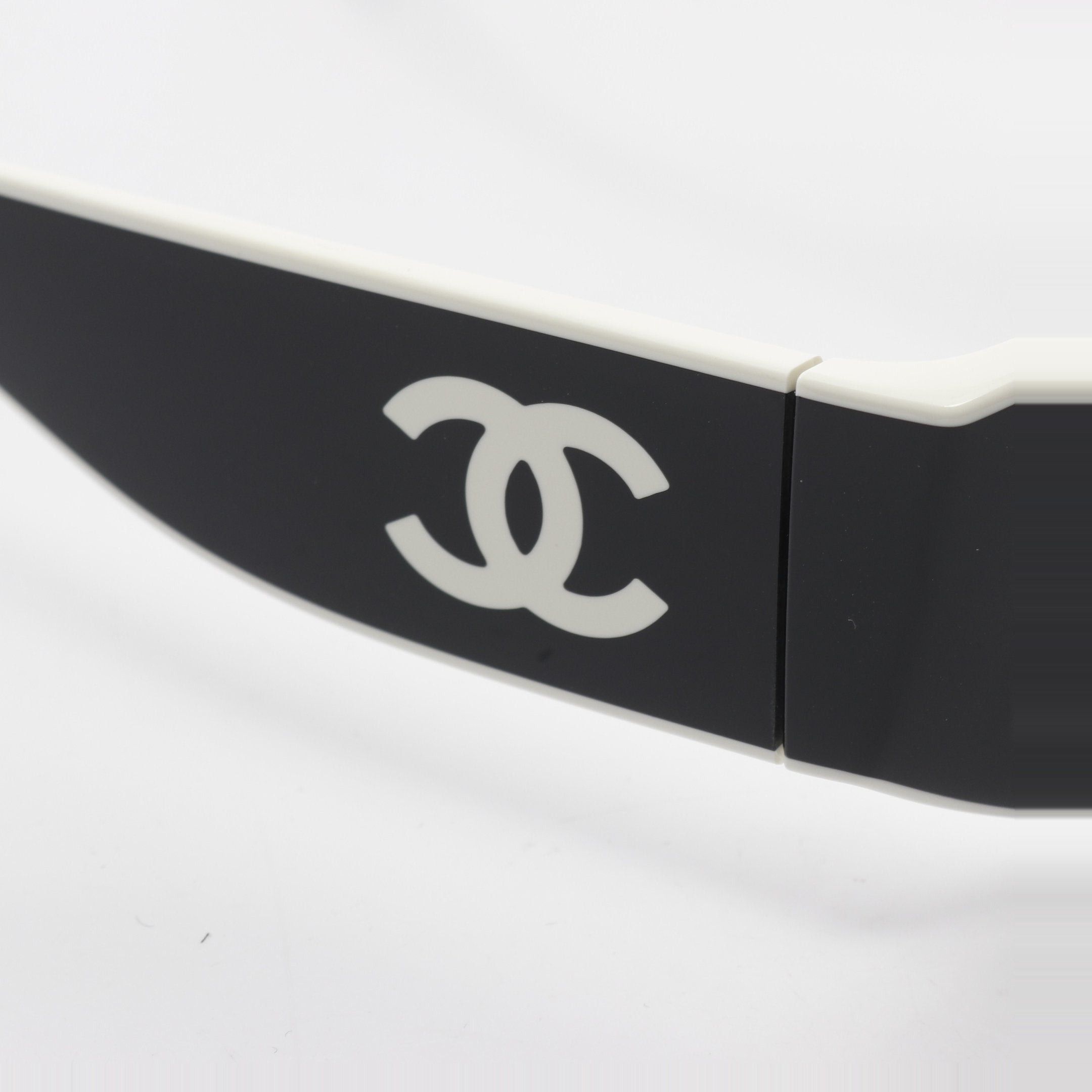 Chanel Chanel Shield Shape Eyewear Sunglasses Black White Gradient Lens Size ONE SIZE - 7 Thumbnail