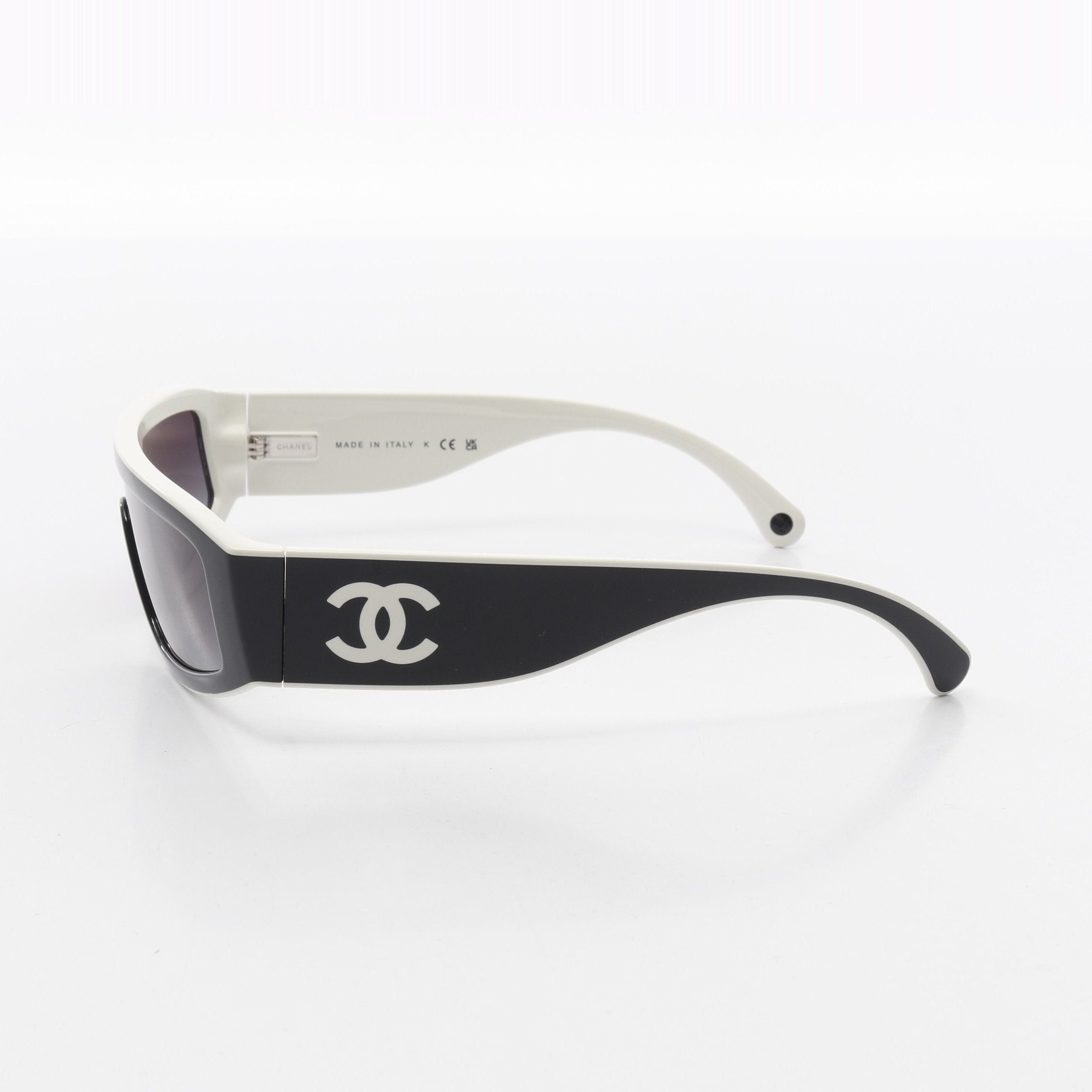 Chanel Chanel Shield Shape Eyewear Sunglasses Black White Gradient Lens Size ONE SIZE - 3 Thumbnail