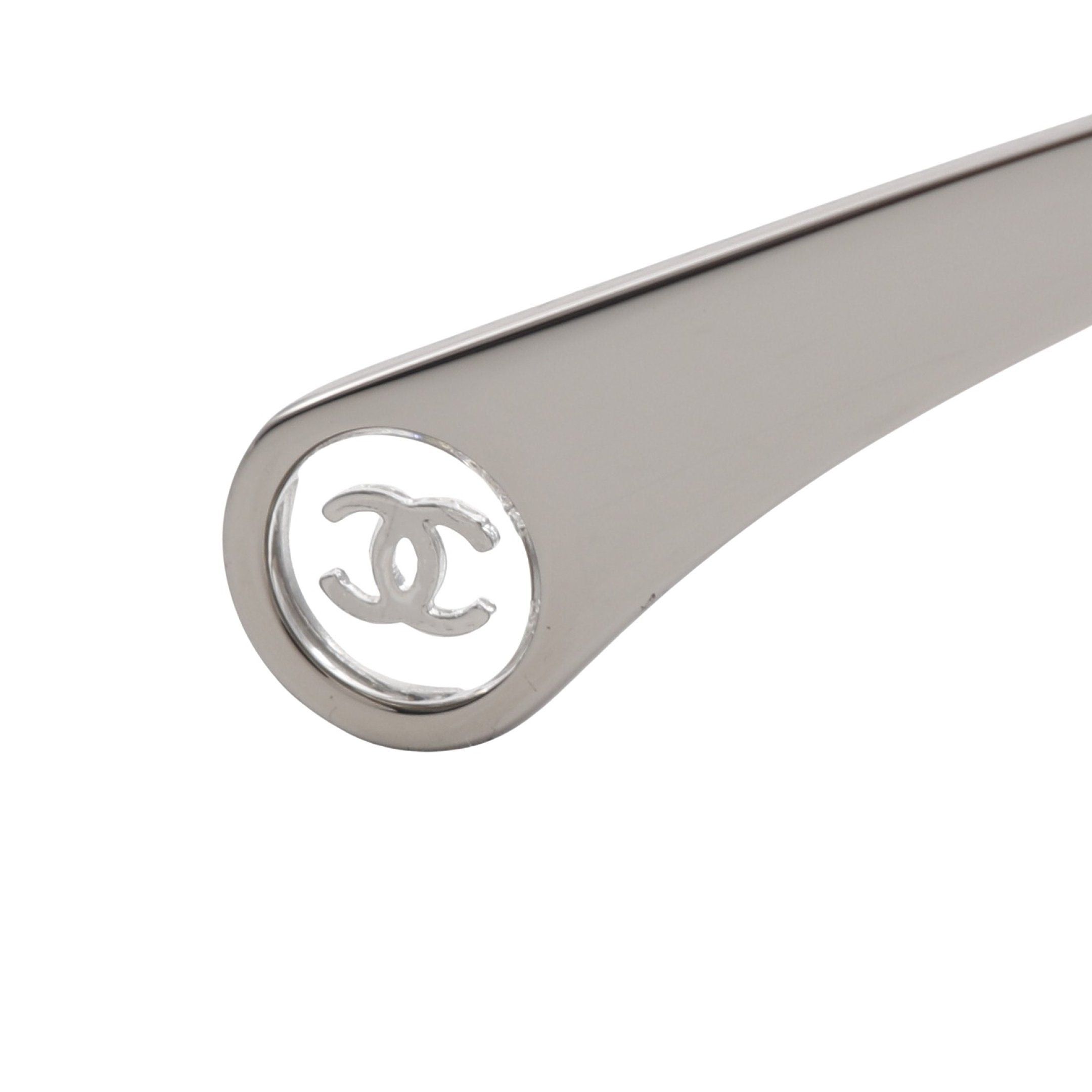 Chanel Chanel Oval Shape Optical Glasses Silver Non-Prescription Size ONE SIZE - 8 Thumbnail