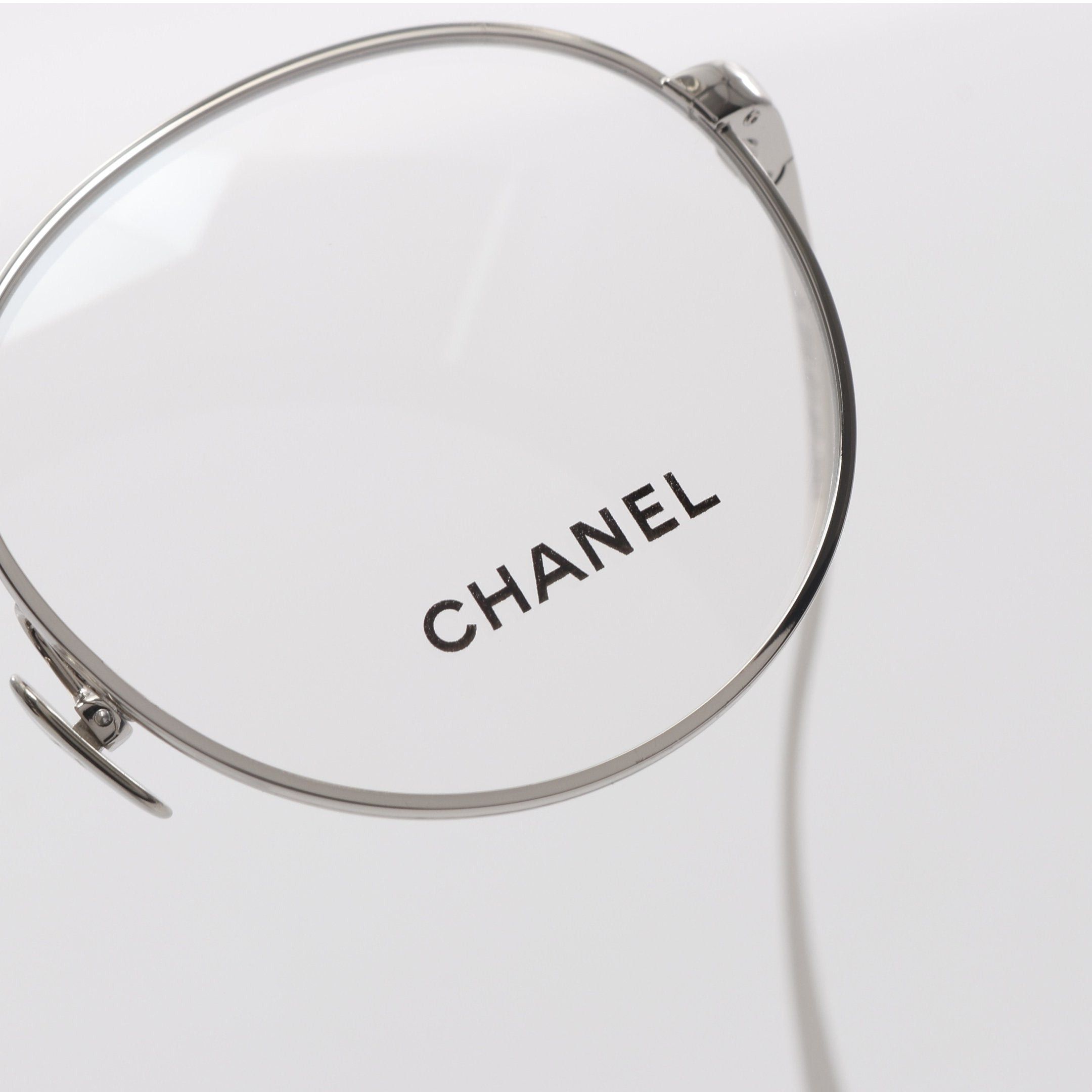 Chanel Chanel Oval Shape Optical Glasses Silver Non-Prescription Size ONE SIZE - 9 Thumbnail