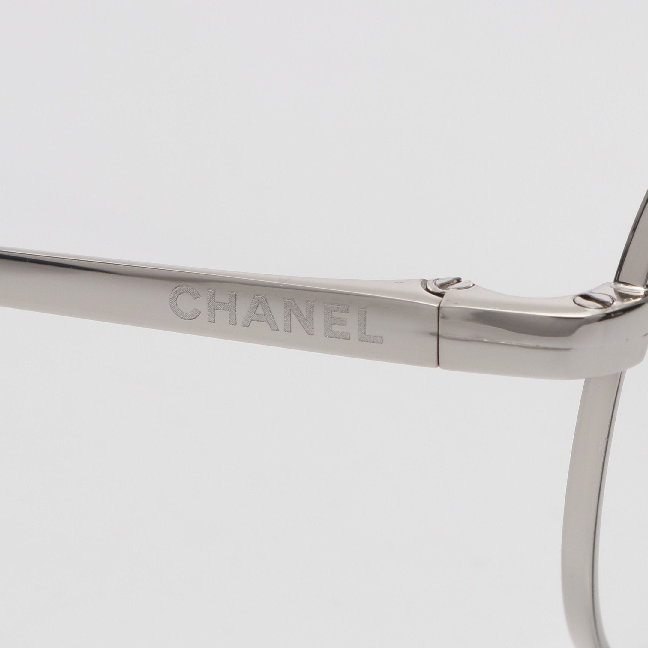 Chanel Chanel Oval Shape Optical Glasses Silver Non-Prescription Size ONE SIZE - 7 Thumbnail