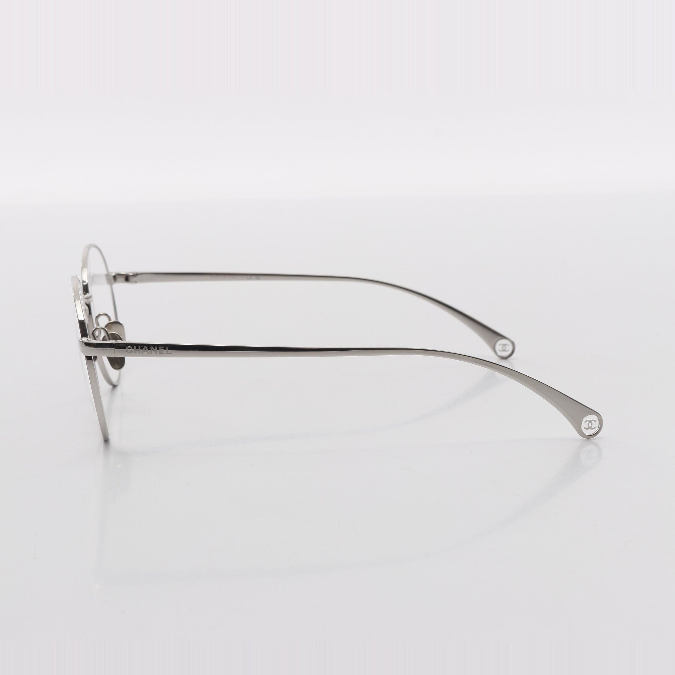 Chanel Chanel Oval Shape Optical Glasses Silver Non-Prescription Size ONE SIZE - 3 Thumbnail