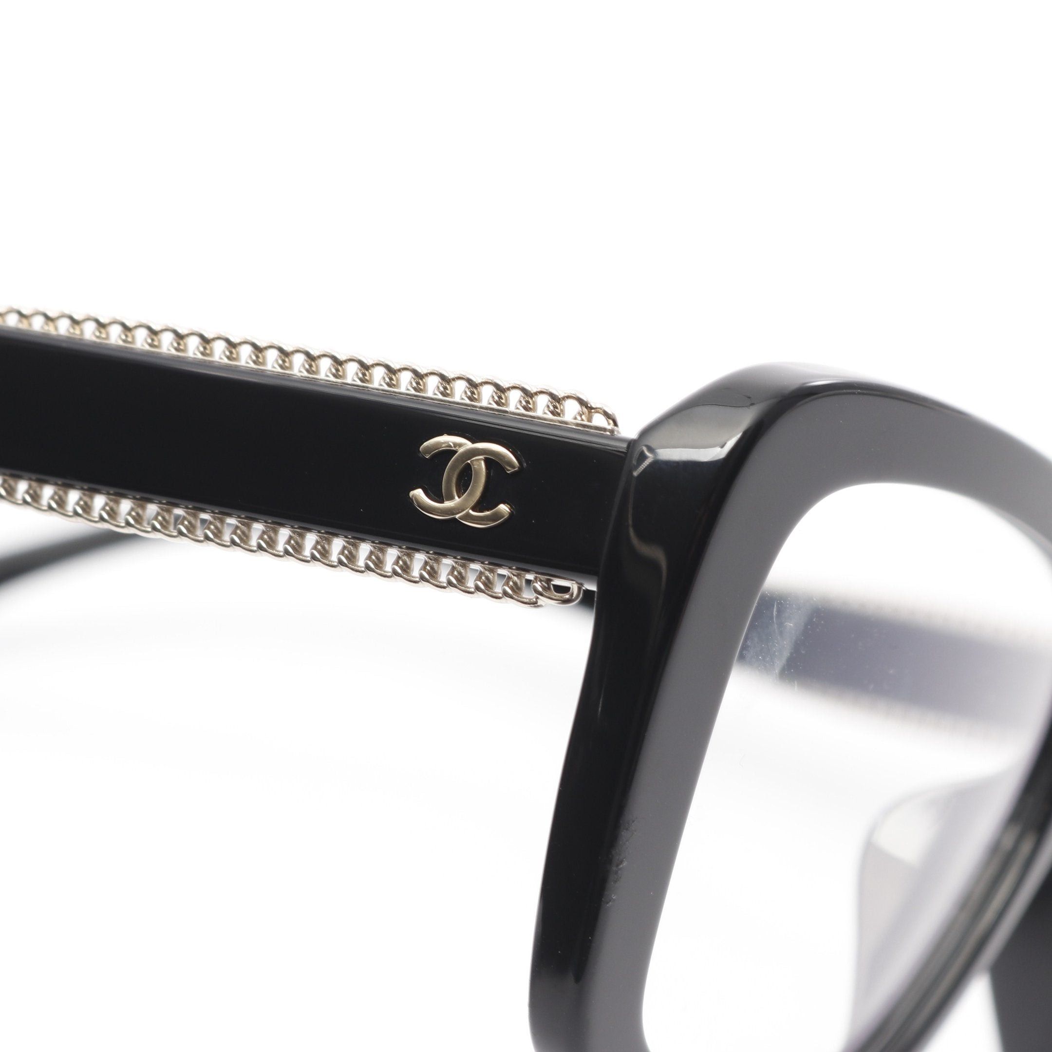 Chanel Chanel Coco Mark Glasses Chain Decoration Black Non-Prescription Size ONE SIZE - 10 Thumbnail