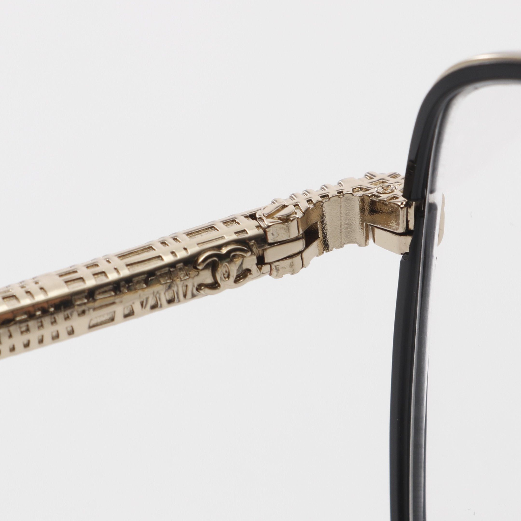 Chanel Chanel Square Shape Optical Glasses Gp Black Gold Non-Prescription Size ONE SIZE - 7 Thumbnail