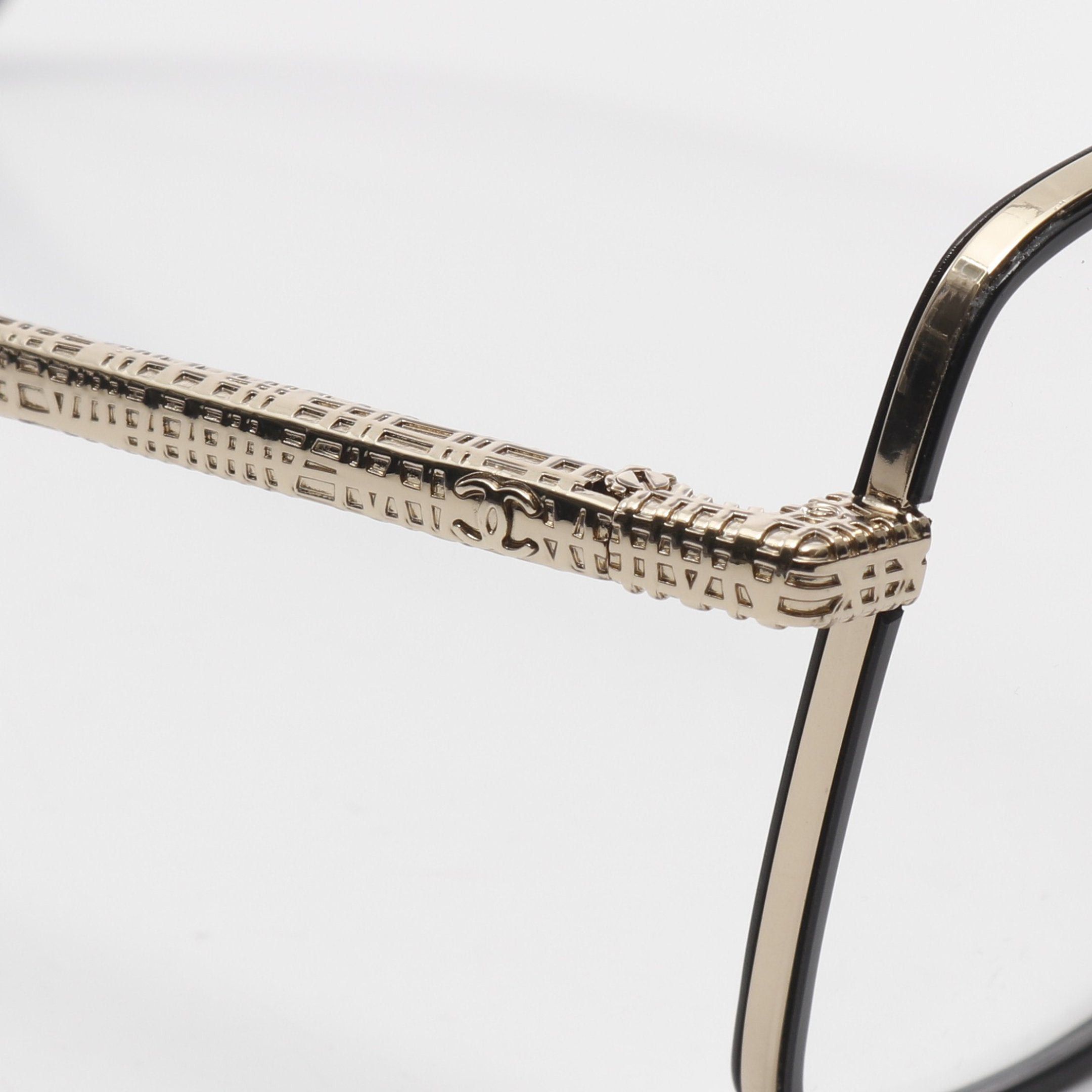 Chanel Chanel Square Shape Optical Glasses Gp Black Gold Non-Prescription Size ONE SIZE - 8 Thumbnail