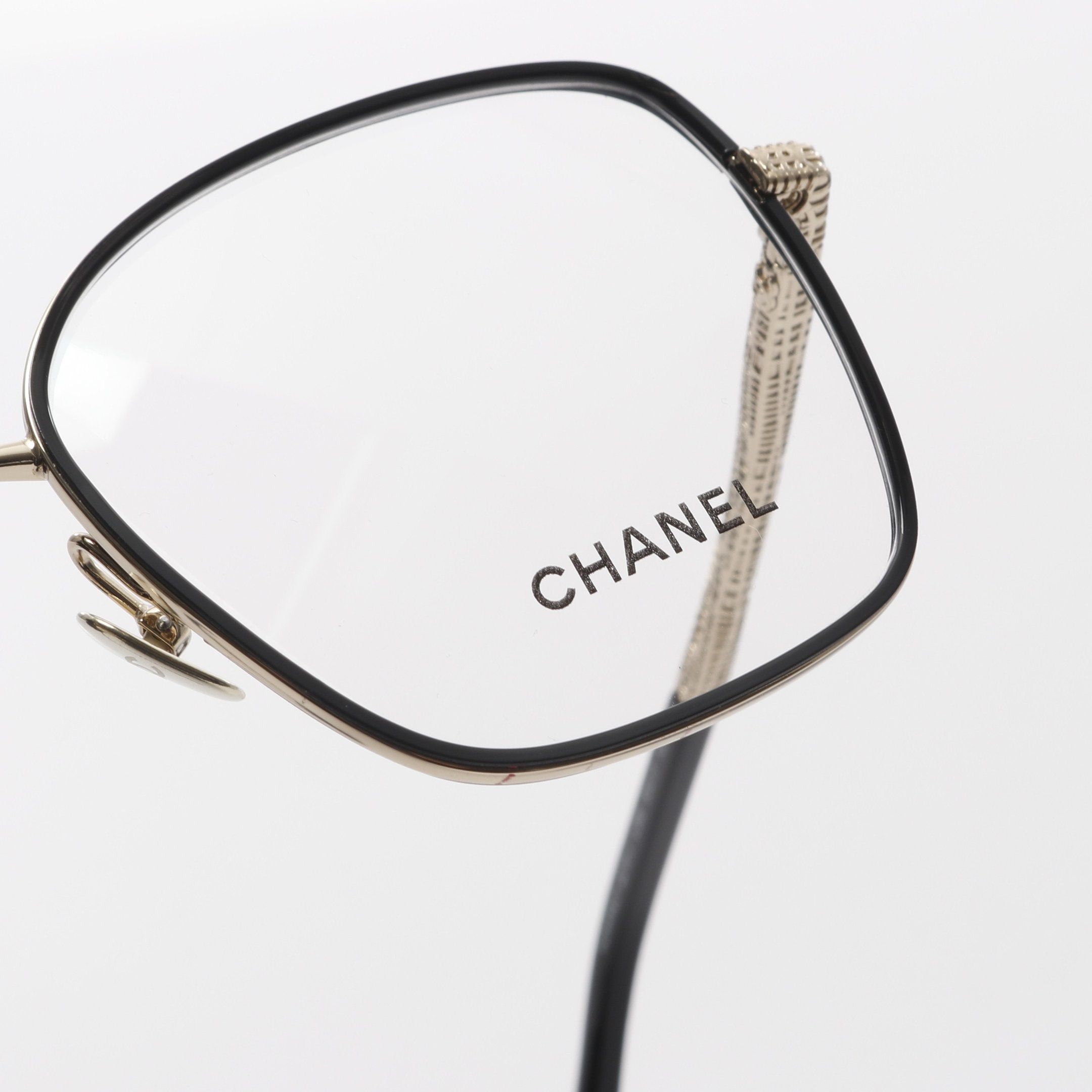 Chanel Chanel Square Shape Optical Glasses Gp Black Gold Non-Prescription Size ONE SIZE - 9 Thumbnail