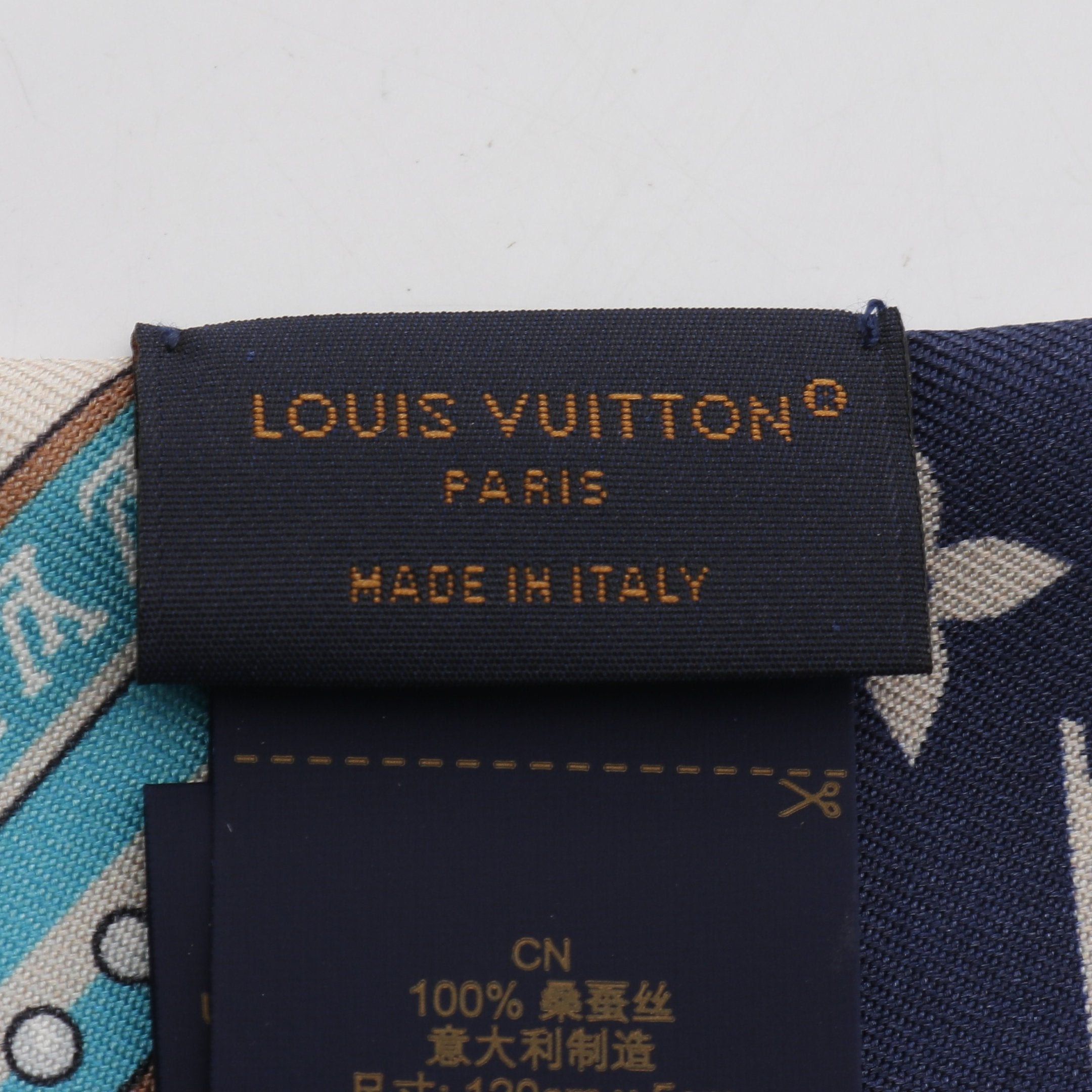 Louis Vuitton Louis Vuitton Bandeau Bb Ultimate Blue Marine Ribbon Scarf Silk Beige Dark Multicolor Size ONE SIZE - 2 Thumbnail