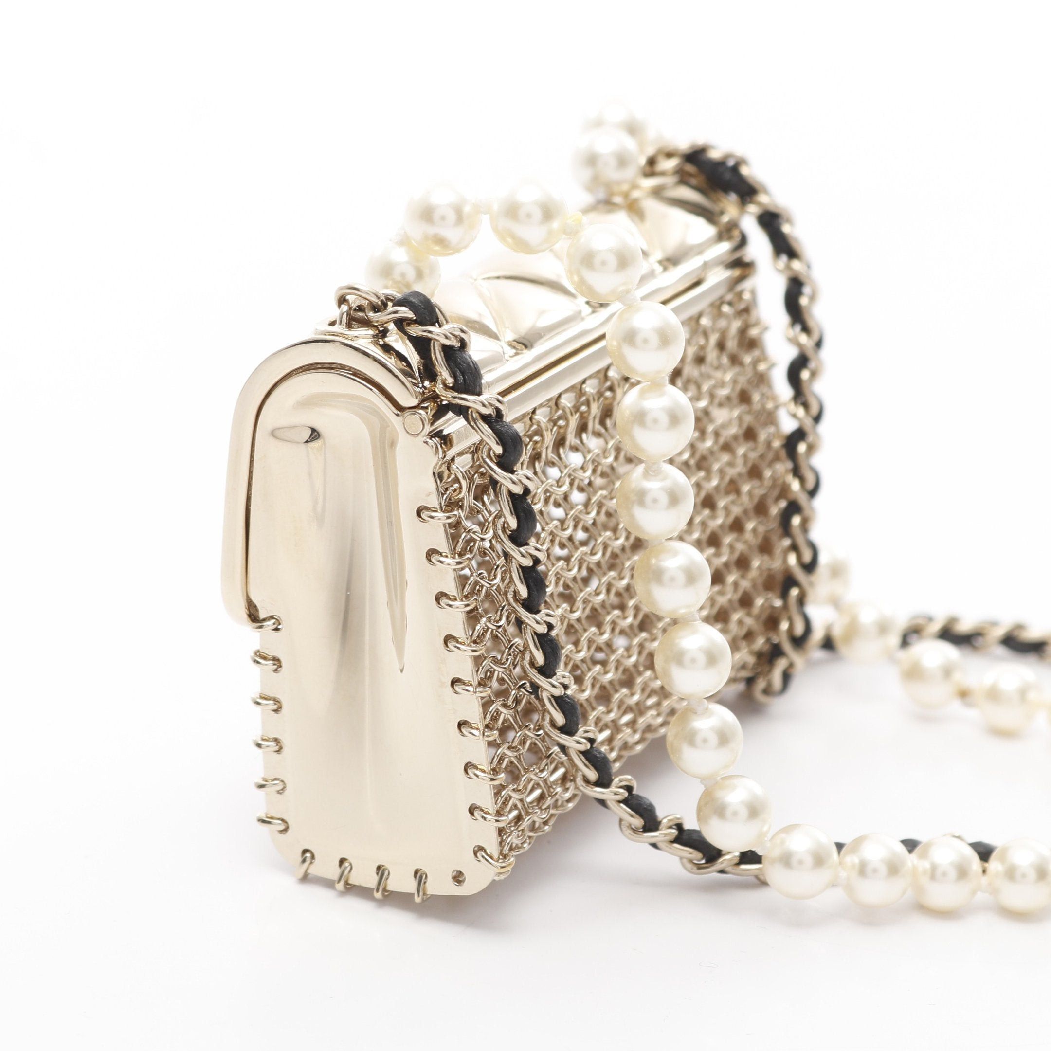 Chanel Chanel Matelasse Necklace Bag Motif Gp Fake Pearl Leather Gold Ivory Black B21S Size ONE SIZE - 8 Thumbnail