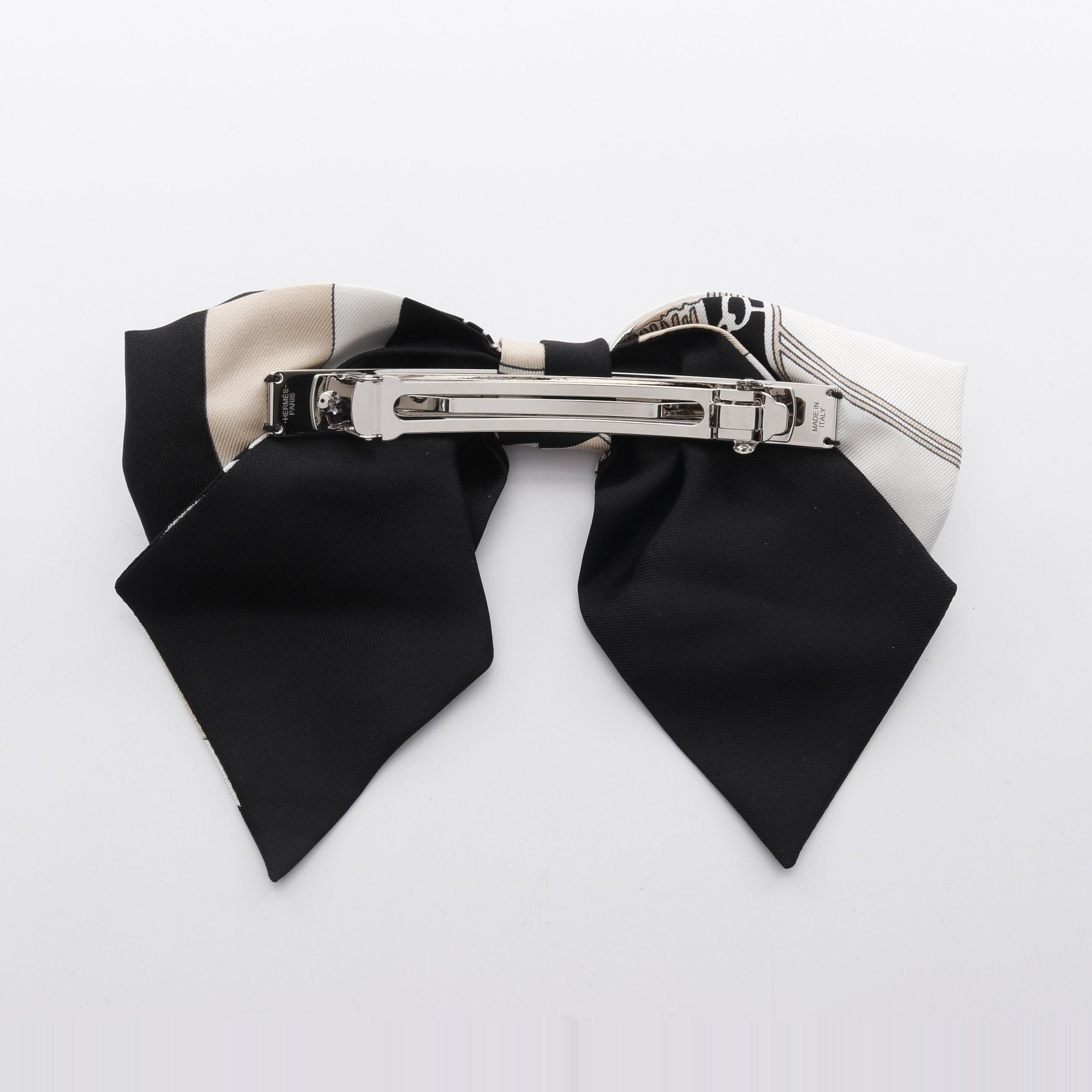 Hermes Hermes Grenelle Ex-Libris Exlibris Barretta Ribbon Silk Black White Beige Size ONE SIZE - 2 Thumbnail