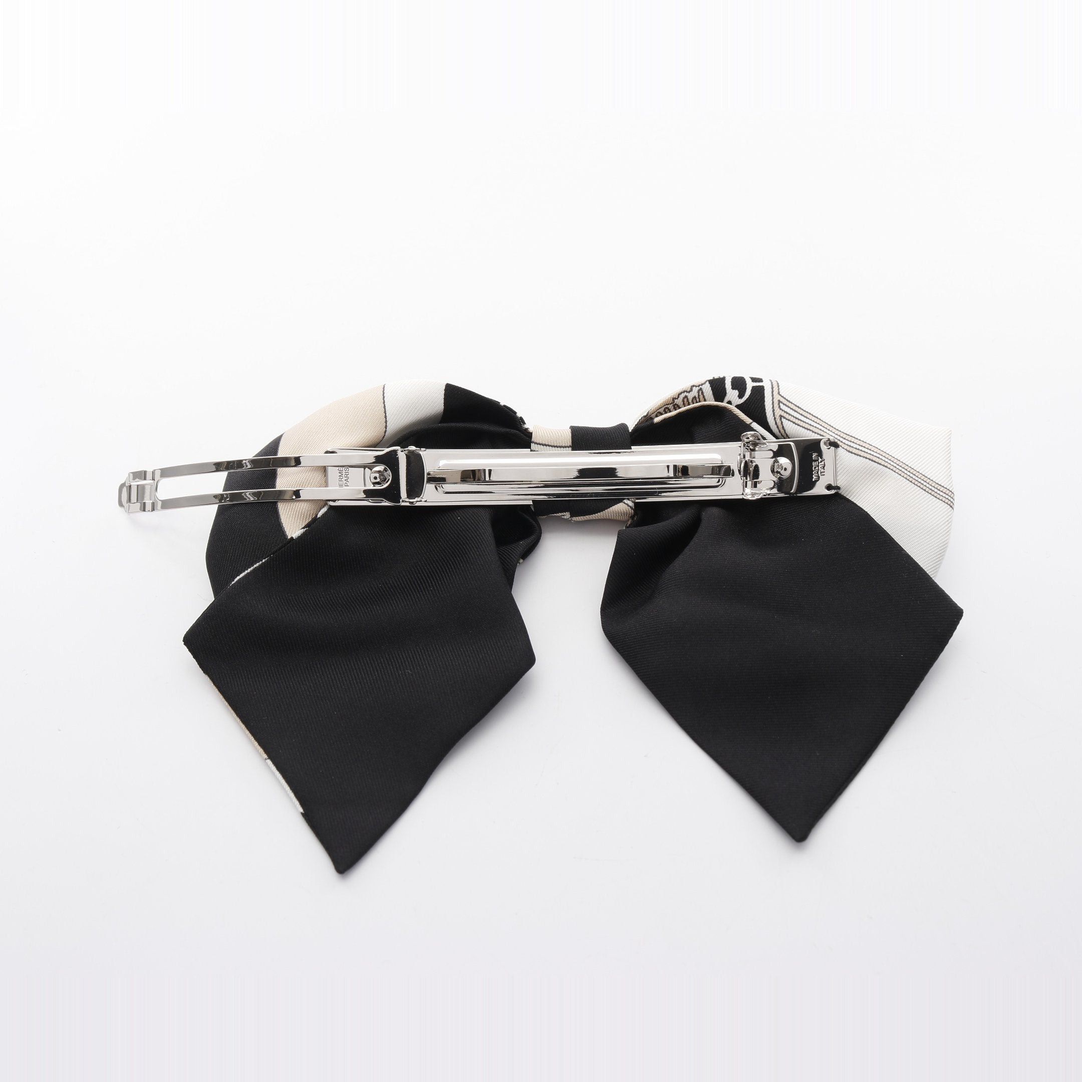 Hermes Hermes Grenelle Ex-Libris Exlibris Barretta Ribbon Silk Black White Beige Size ONE SIZE - 3 Thumbnail