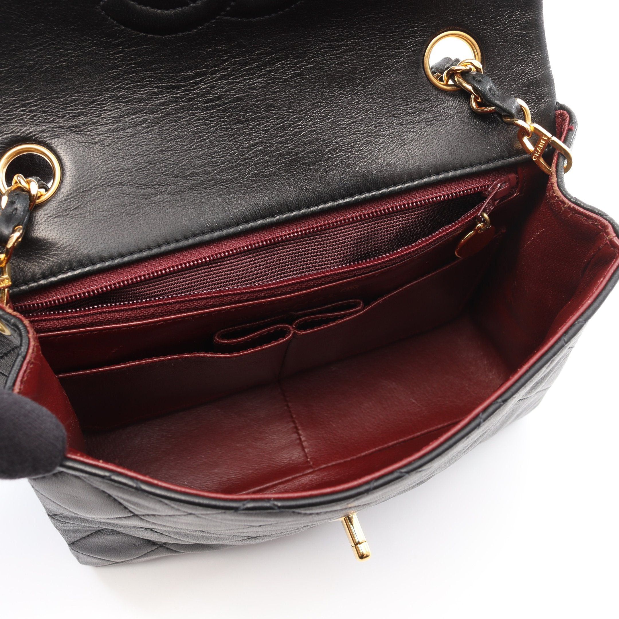 Chanel Chanel Mini Matelasse Single Flap Chain Shoulder Bag Lambskin Black Gold Hardware Size ONE SIZE - 3 Thumbnail