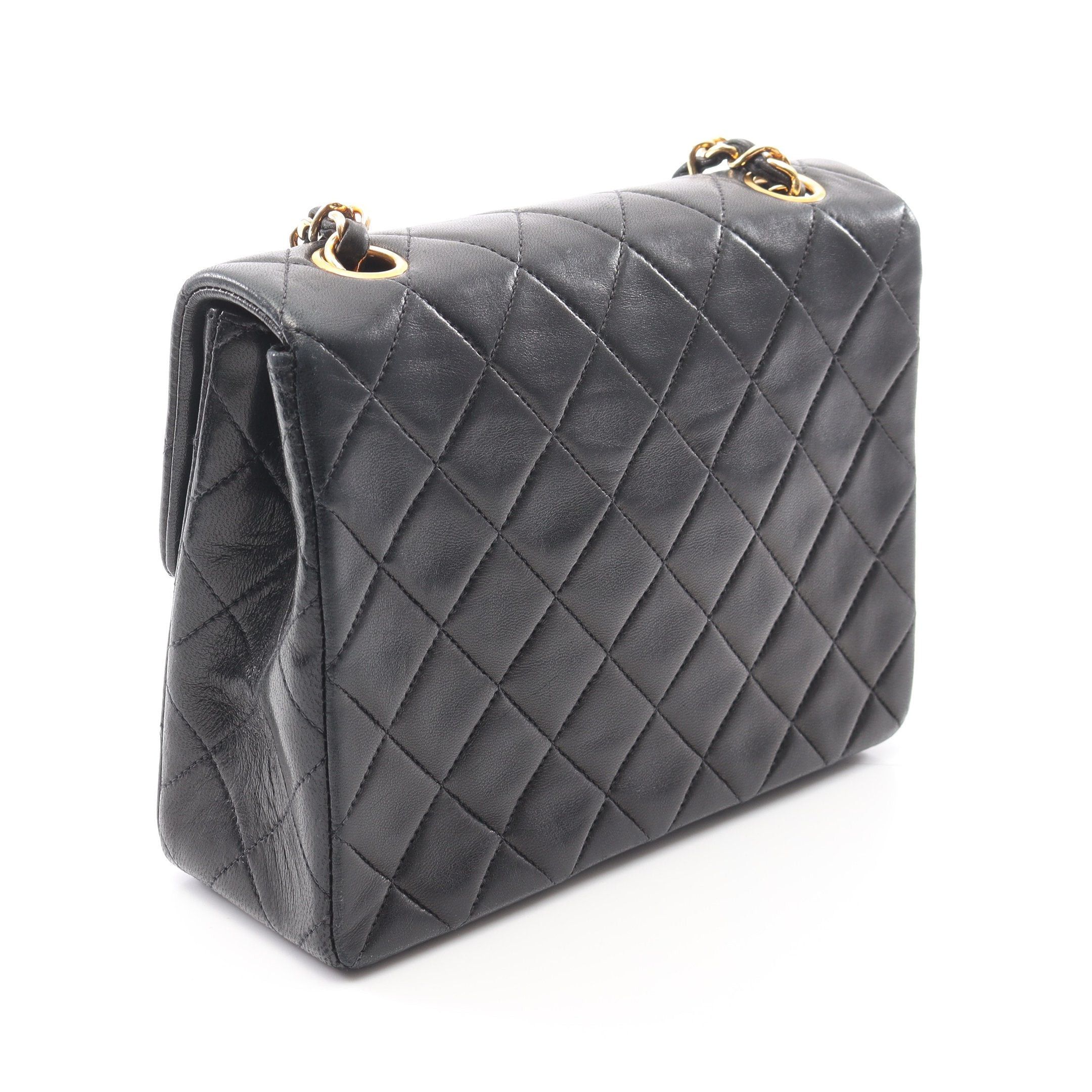Chanel Chanel Mini Matelasse Single Flap Chain Shoulder Bag Lambskin Black Gold Hardware Size ONE SIZE - 2 Thumbnail