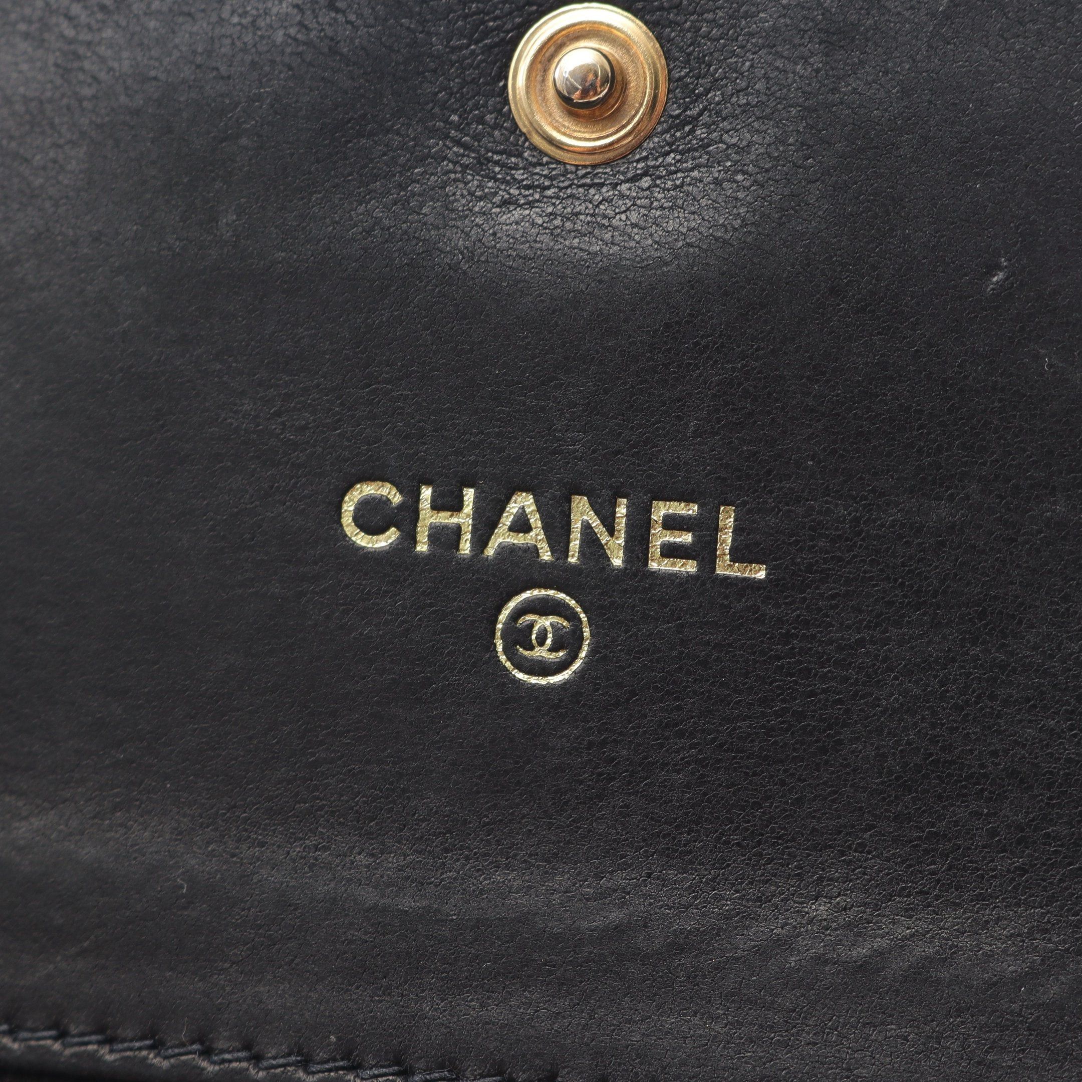 Chanel Chanel Coco Mark Trifold Wallet Caviar Skin Black Gold Hardware Size ONE SIZE - 4 Thumbnail