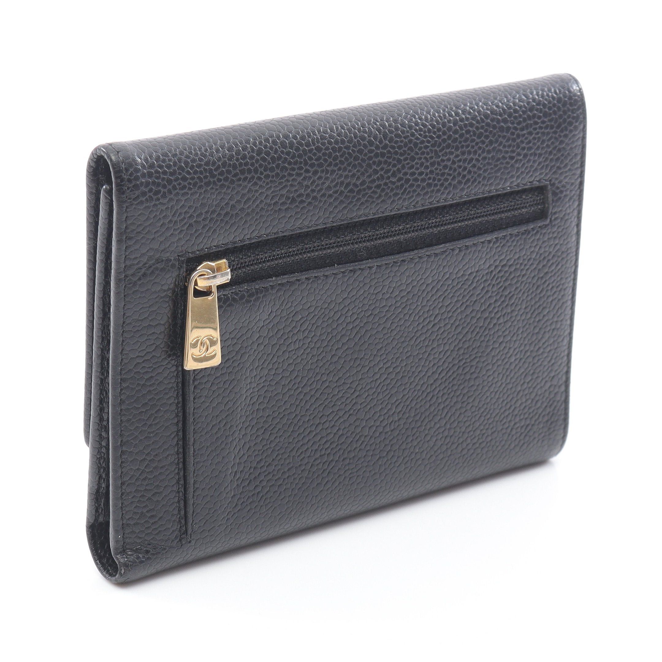 Chanel Chanel Coco Mark Trifold Wallet Caviar Skin Black Gold Hardware Size ONE SIZE - 2 Thumbnail