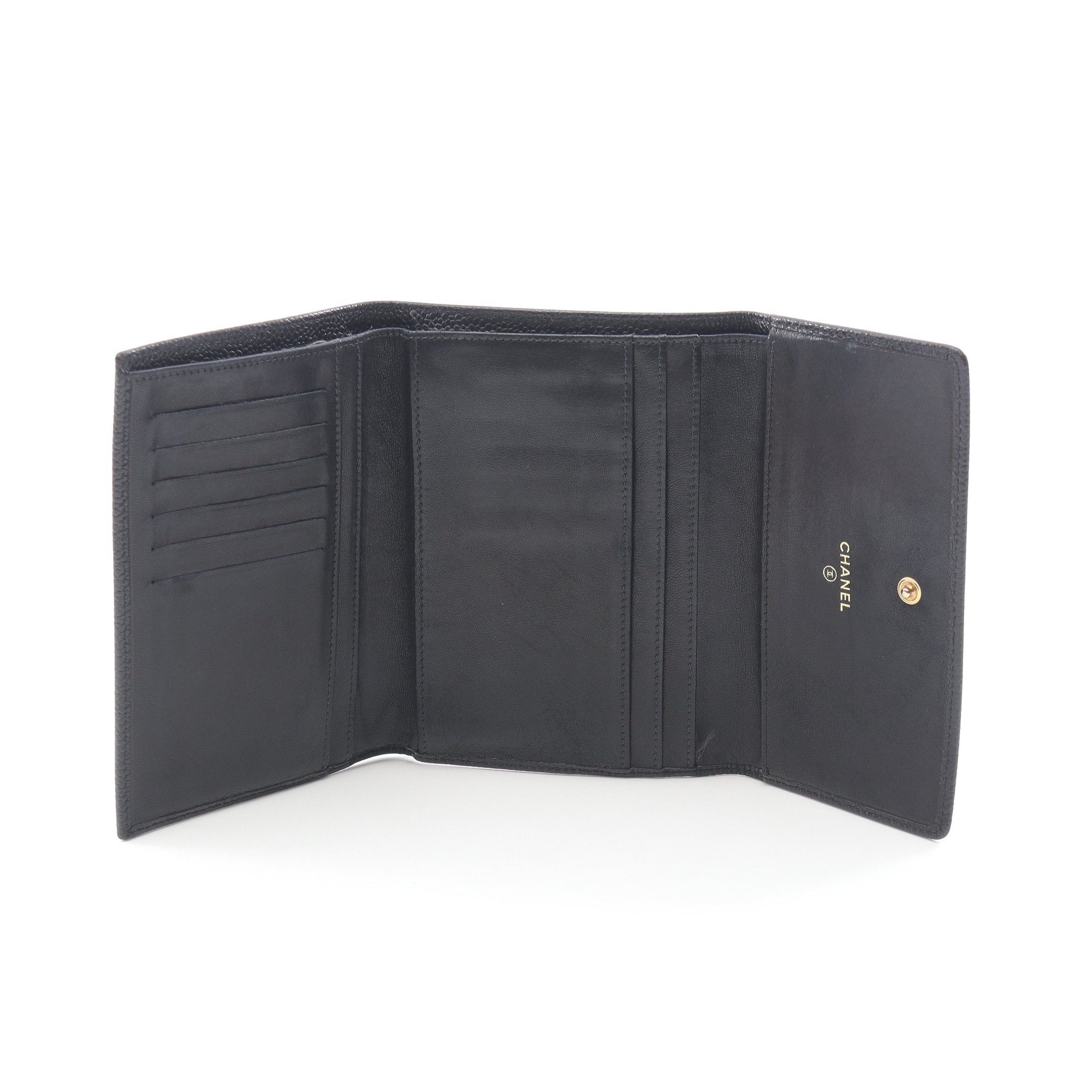 Chanel Chanel Coco Mark Trifold Wallet Caviar Skin Black Gold Hardware Size ONE SIZE - 3 Thumbnail