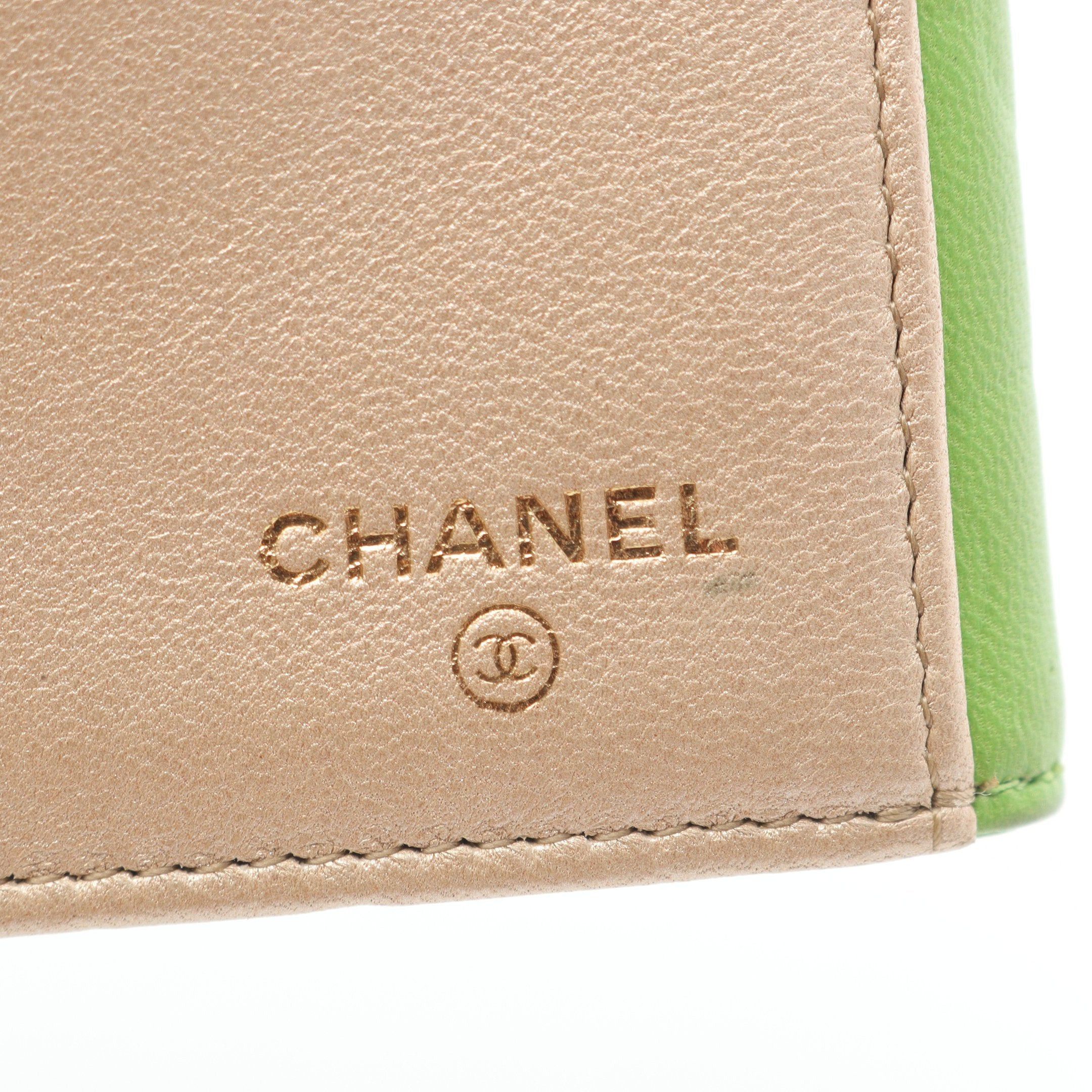 Chanel Chanel Camellia Double Hook Bi-Fold Long Wallet Leather Yellow-Green Gold Hardware Size ONE SIZE - 4 Thumbnail