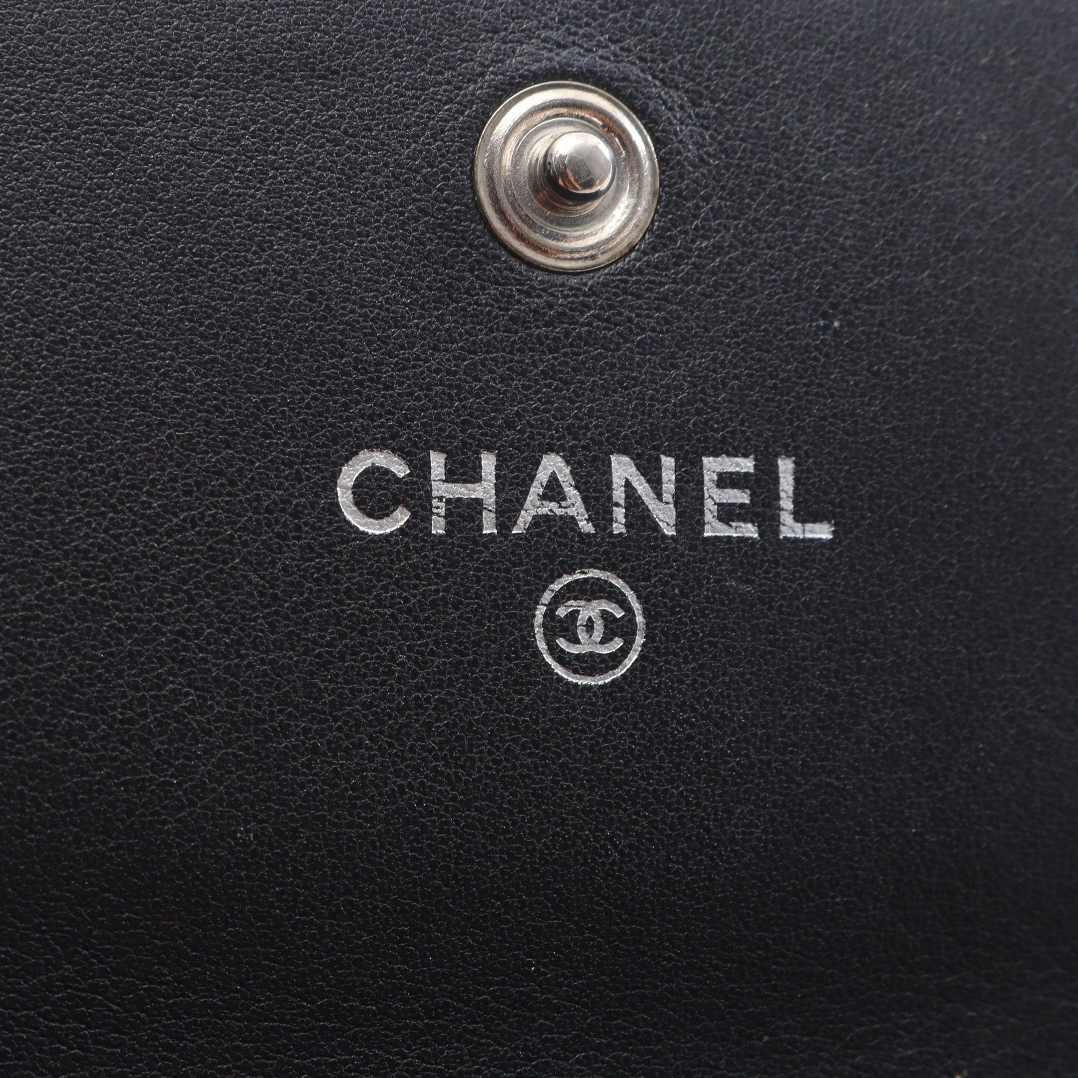 Chanel Chanel Coco Mark Zip Long Wallet Bi-Fold Caviar Skin Black Silver Hardware Size ONE SIZE - 4 Thumbnail