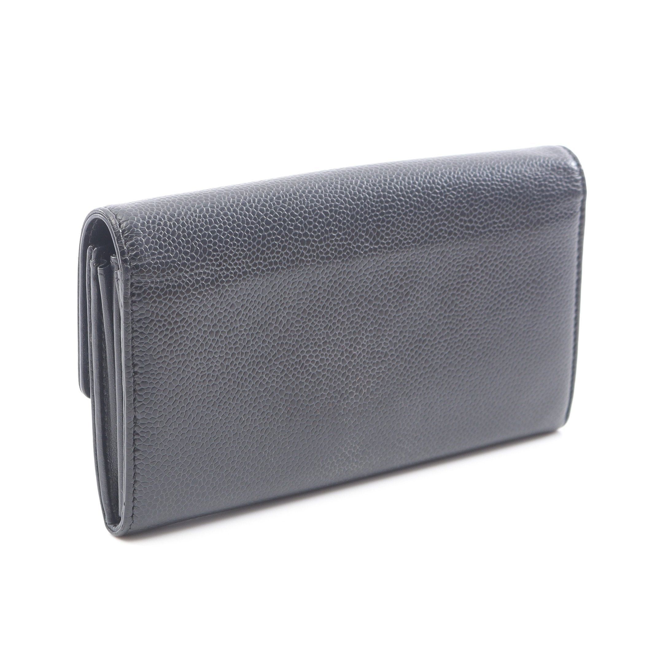 Chanel Chanel Coco Mark Zip Long Wallet Bi-Fold Caviar Skin Black Silver Hardware Size ONE SIZE - 2 Thumbnail
