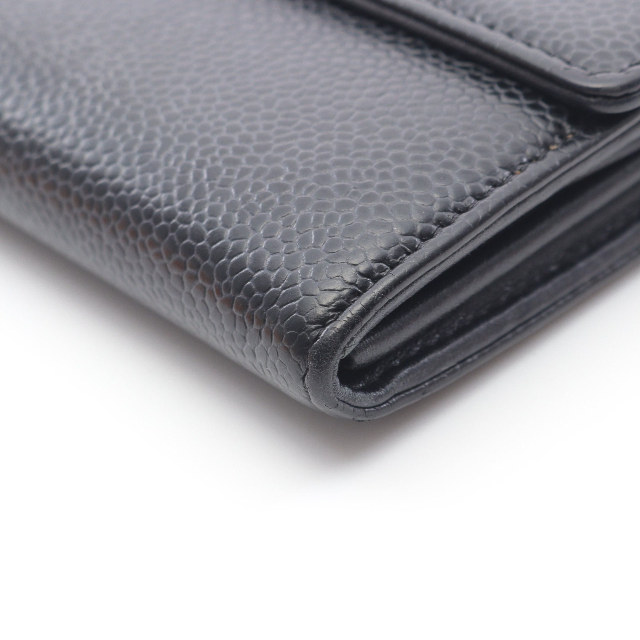 Chanel Chanel Coco Mark Zip Long Wallet Bi-Fold Caviar Skin Black Silver Hardware Size ONE SIZE - 7 Thumbnail