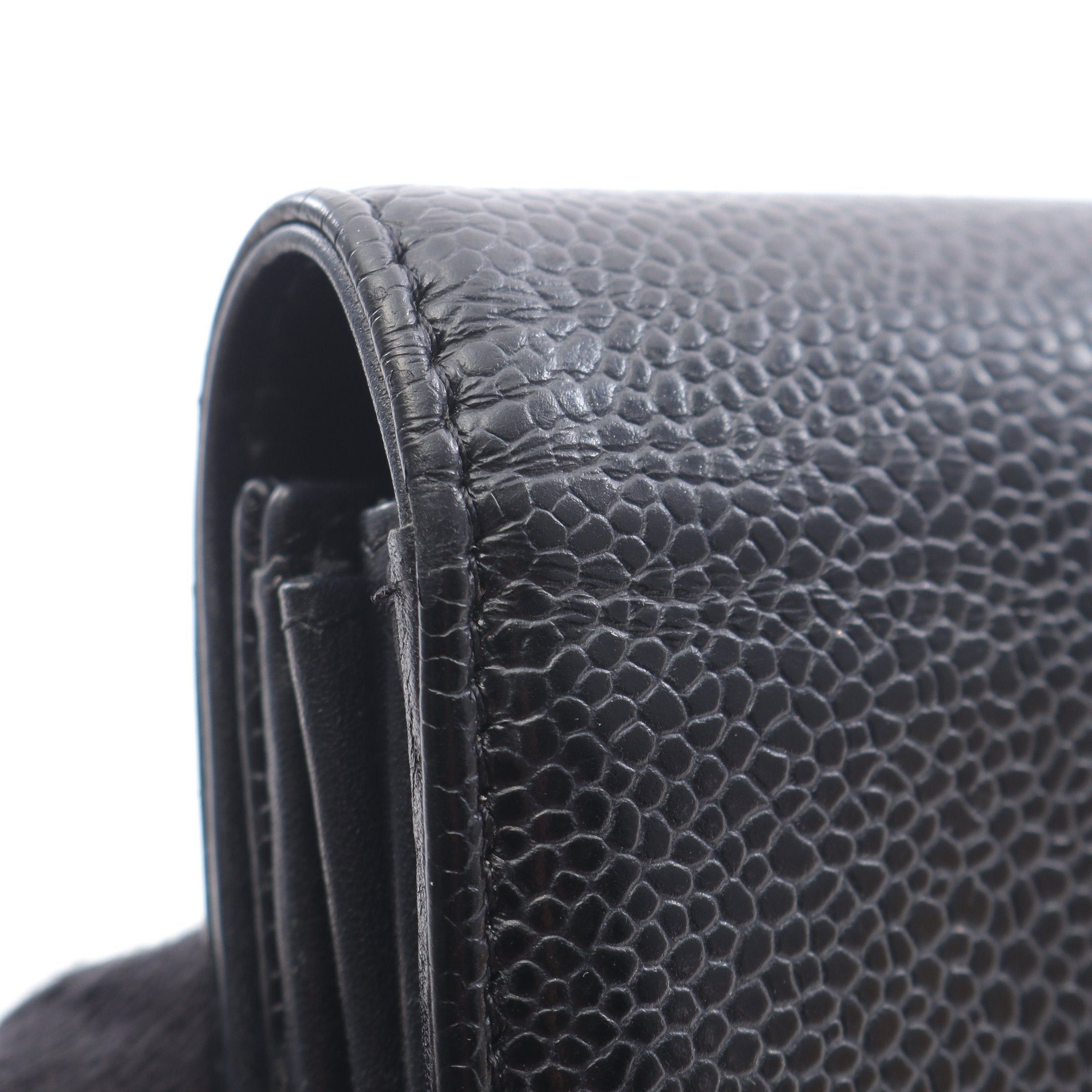 Chanel Chanel Coco Mark Zip Long Wallet Bi-Fold Caviar Skin Black Silver Hardware Size ONE SIZE - 10 Thumbnail