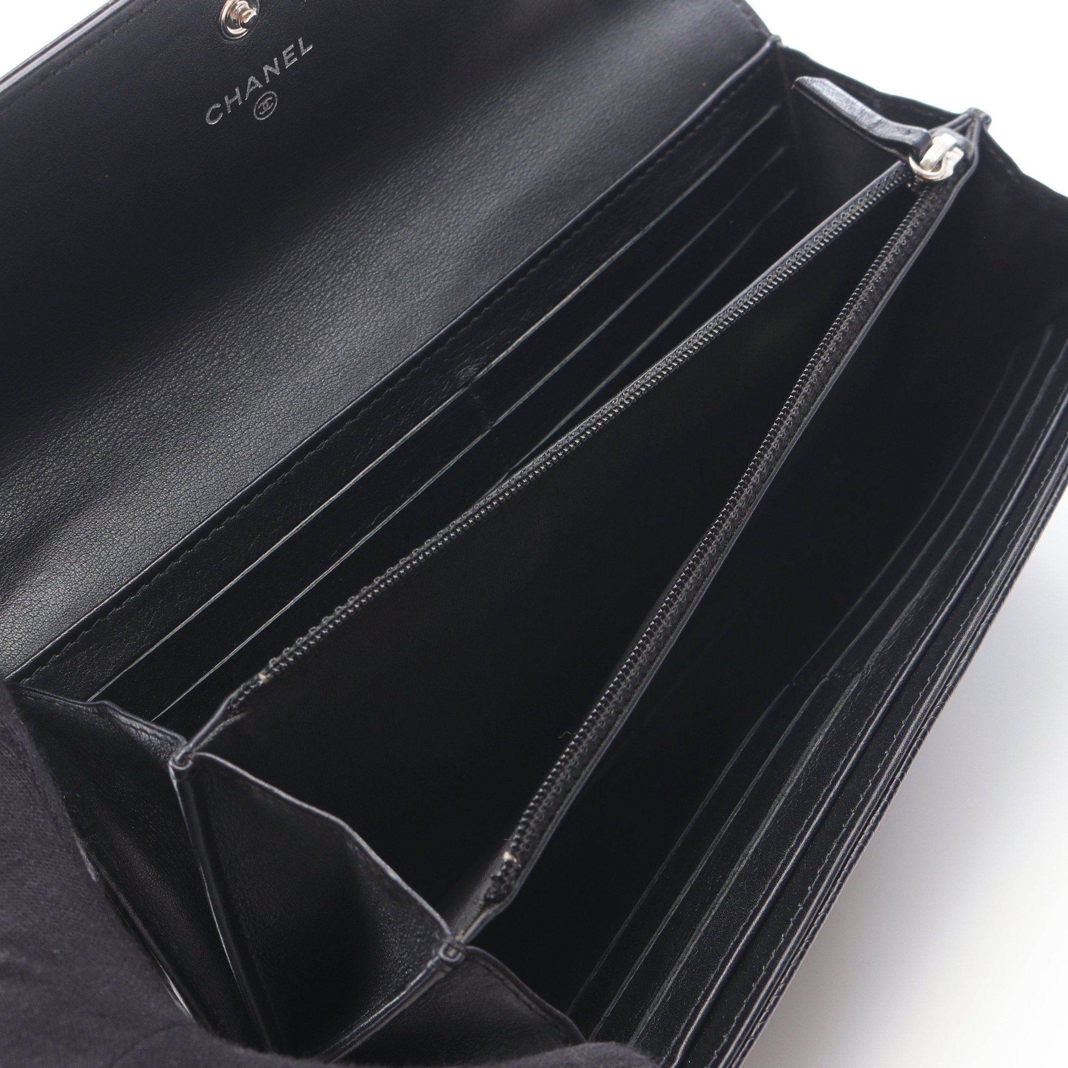 Chanel Chanel Coco Mark Zip Long Wallet Bi-Fold Caviar Skin Black Silver Hardware Size ONE SIZE - 3 Thumbnail